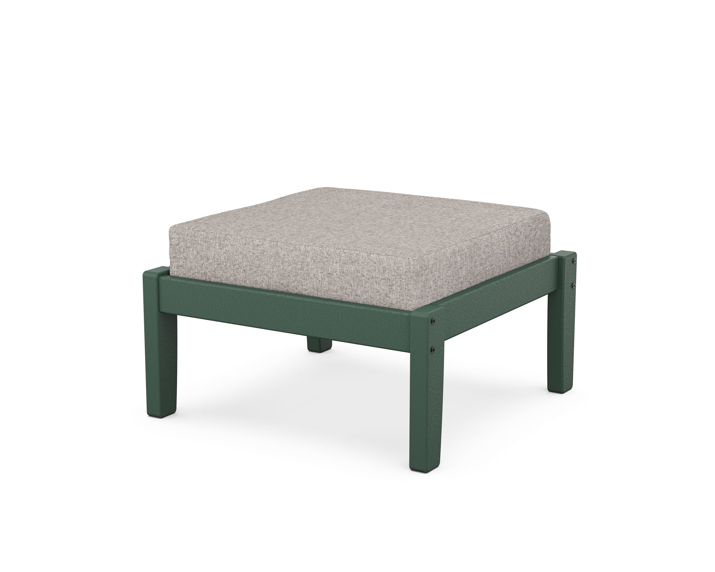 Deep Seating Ottoman in Green / Weathered Tweed