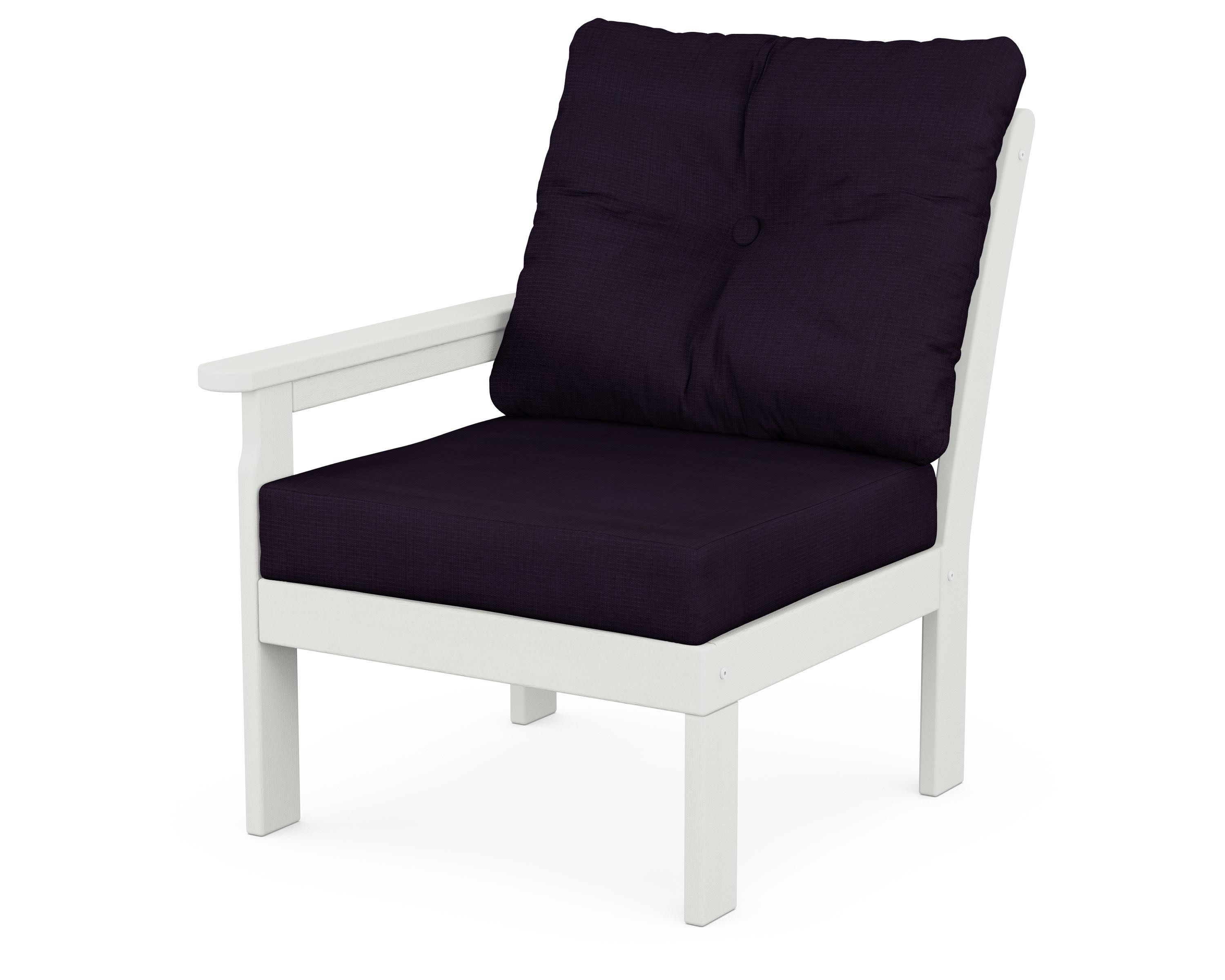 Vineyard Modular Left Arm Chair in Vintage White / Navy Linen