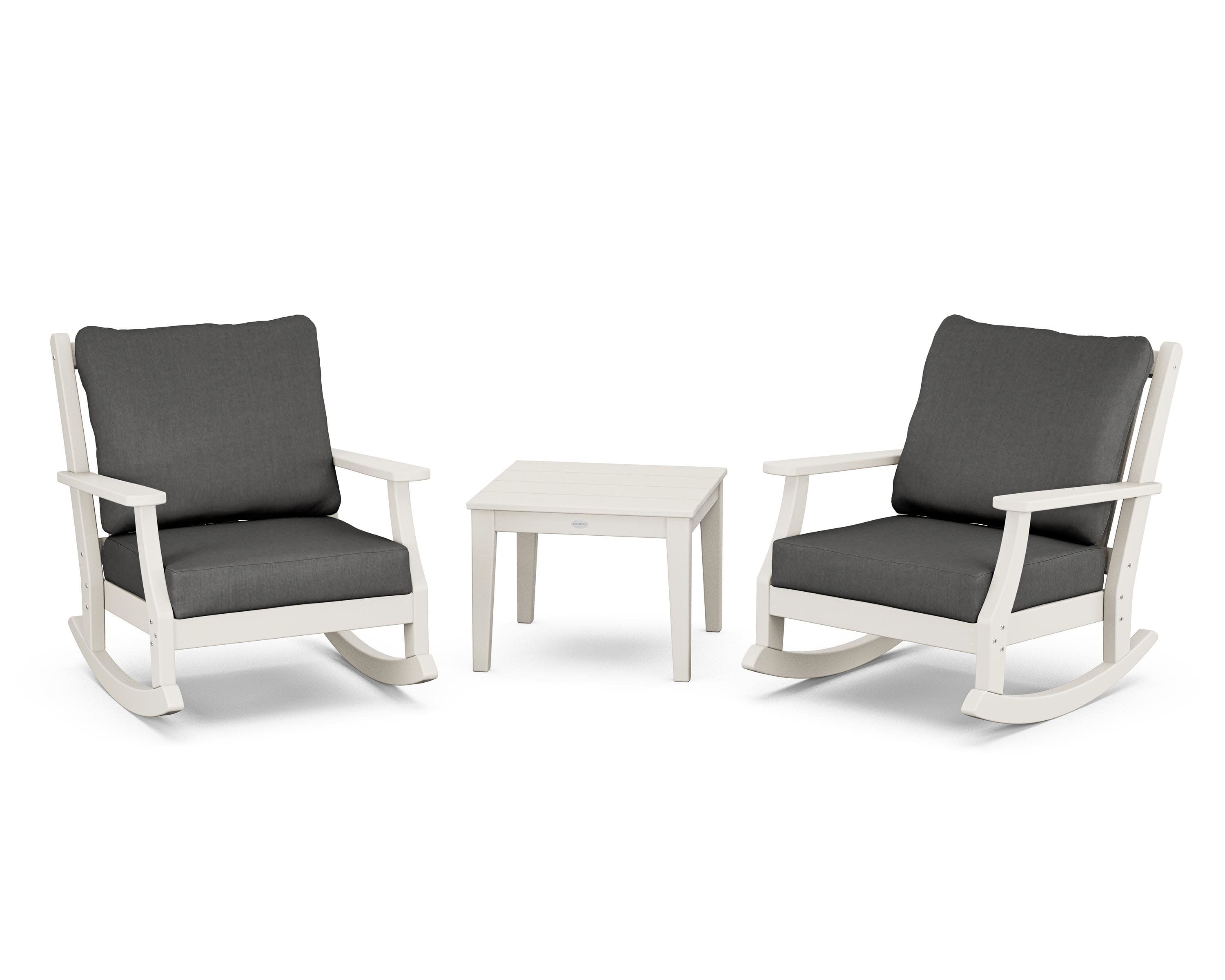 Wovendale 3-Piece Deep Seating Rocker Set in Sand / Spectrum Carbon