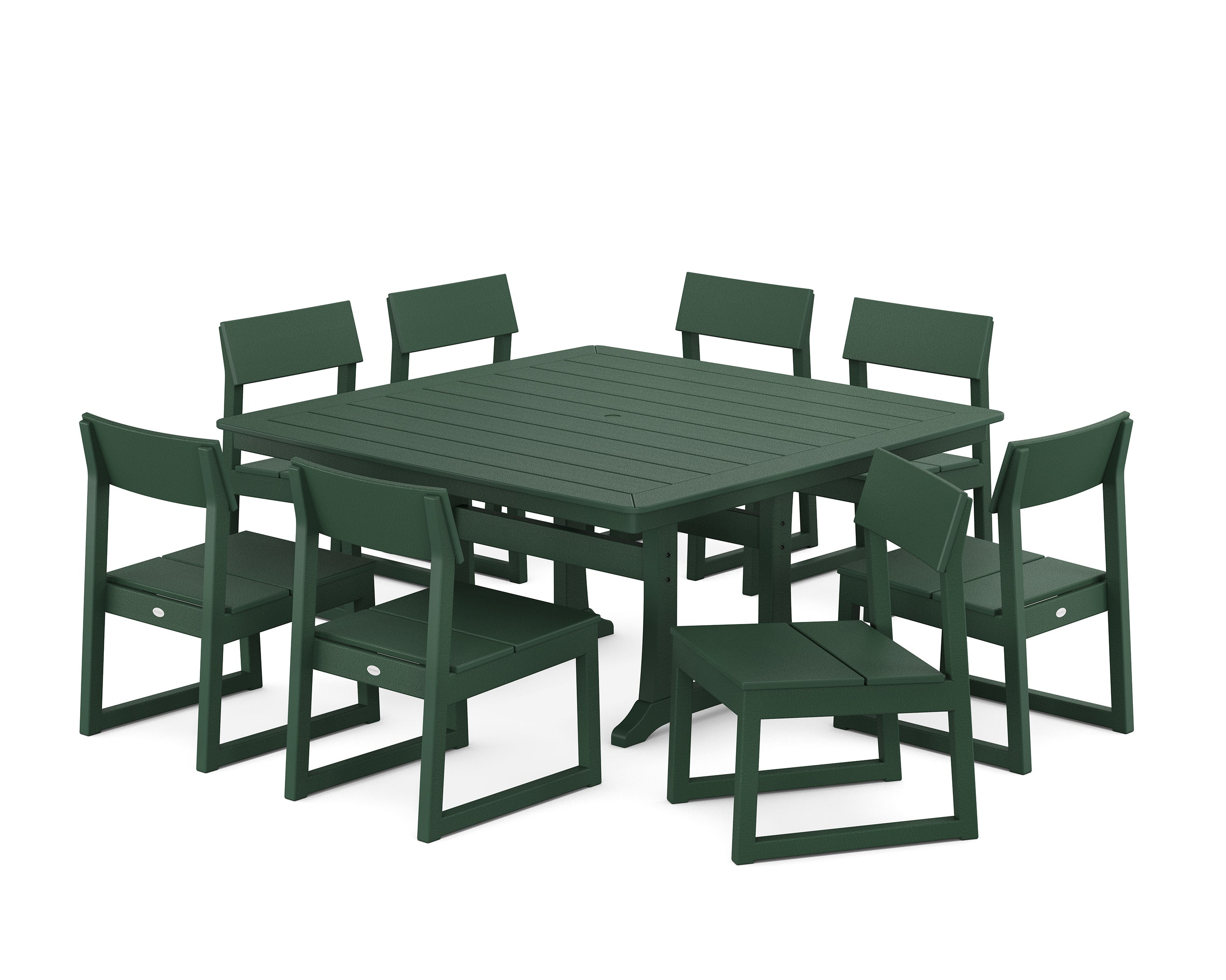 EDGE Side Chair 9-Piece Dining Set with Trestle Legs in Green
