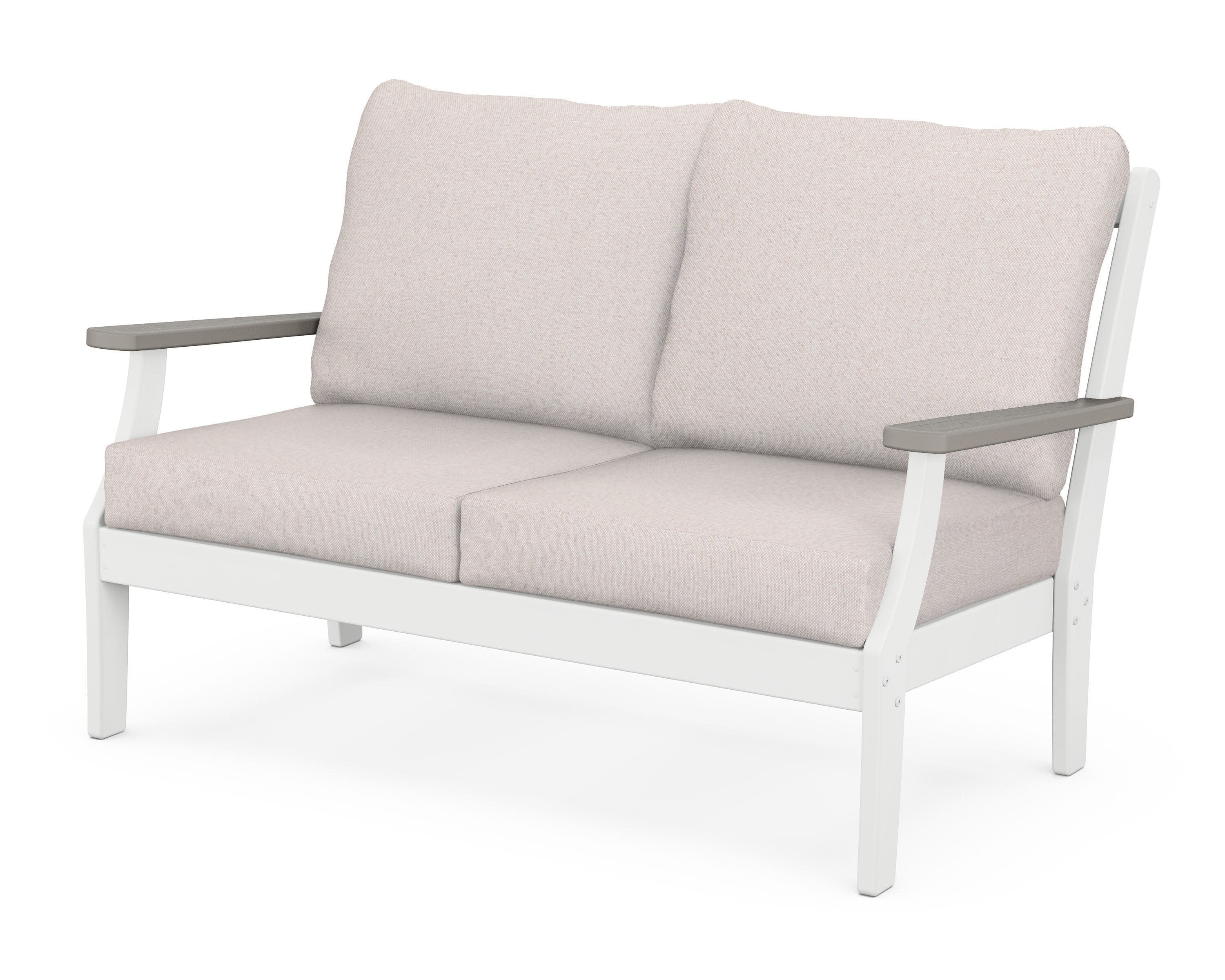 Braxton Deep Seating Loveseat in White / Driftwood / Dune Burlap