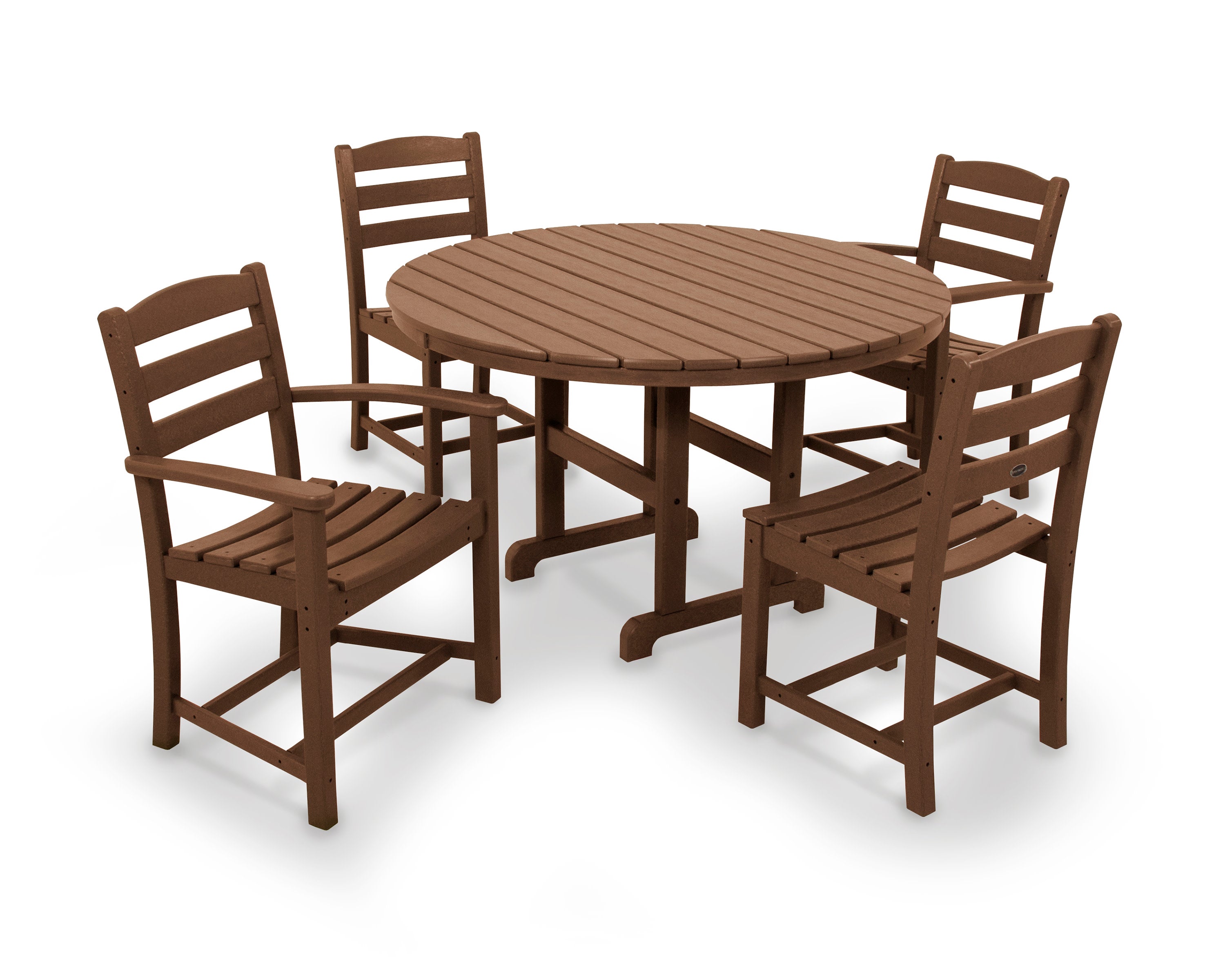 La Casa Caf 5-Piece Round Farmhouse Dining Set in Teak