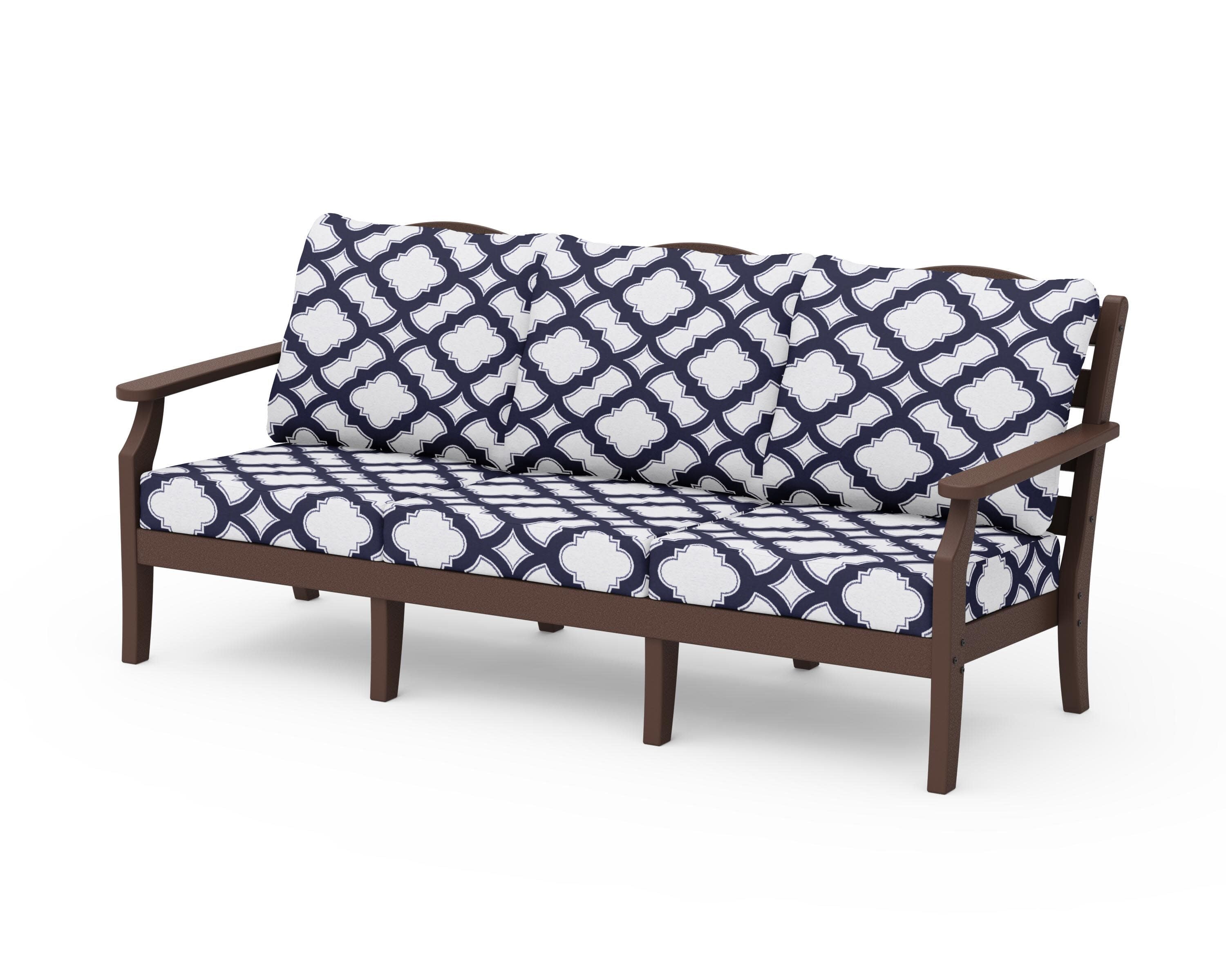 Savannah Deep Seating Sofa in Mahogany / Trellis Navy