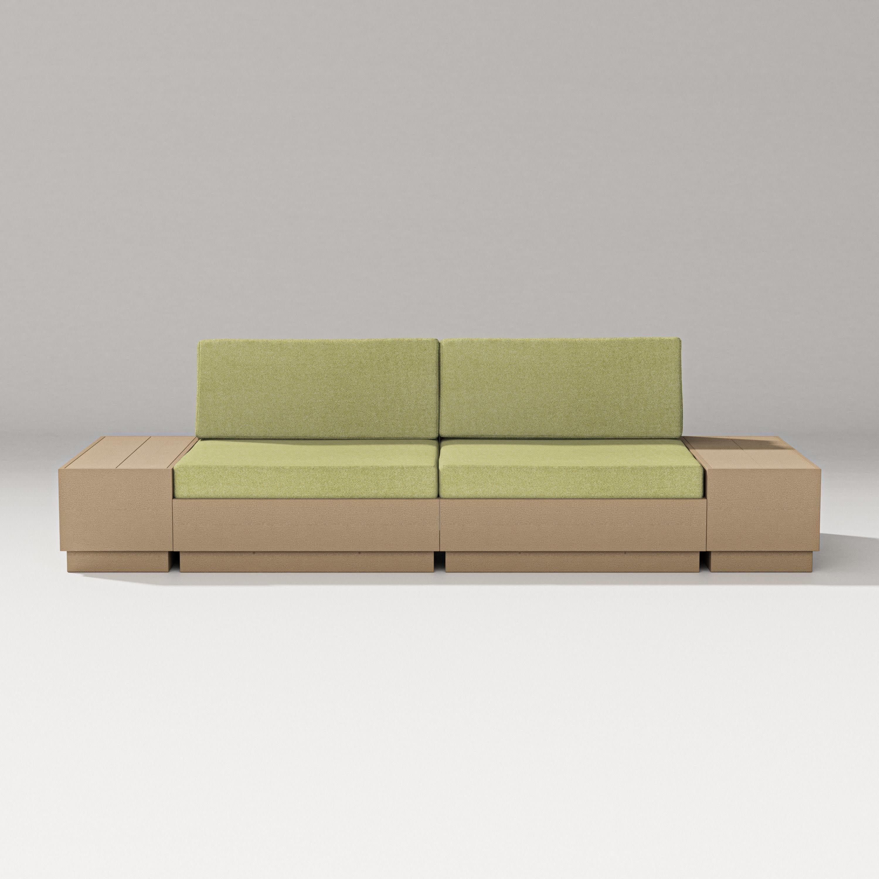 Elevate 4-Piece Loveseat Sectional in Vintage Sahara / Chartreuse Boucle
