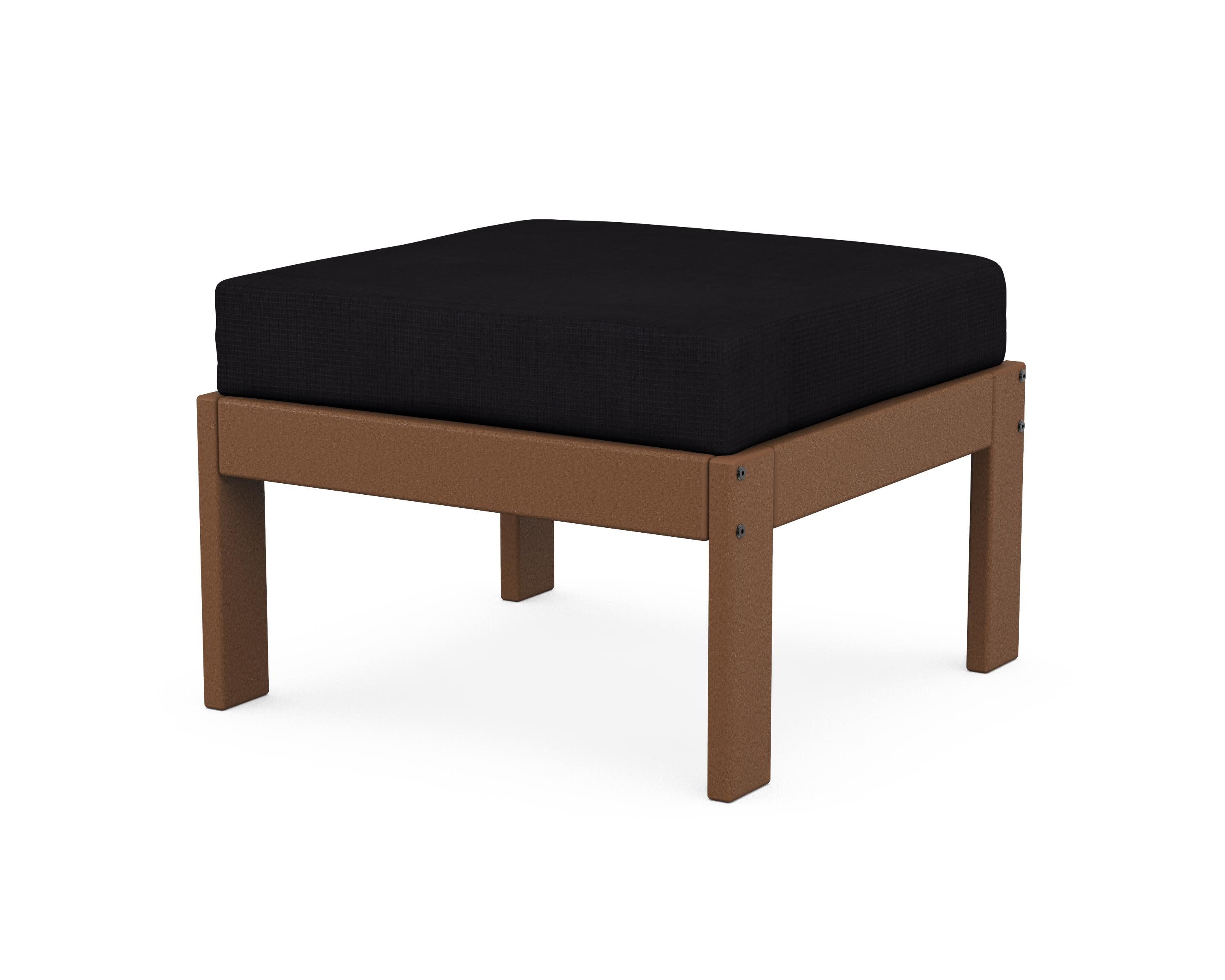 Vineyard Modular Ottoman in Teak / Midnight Linen
