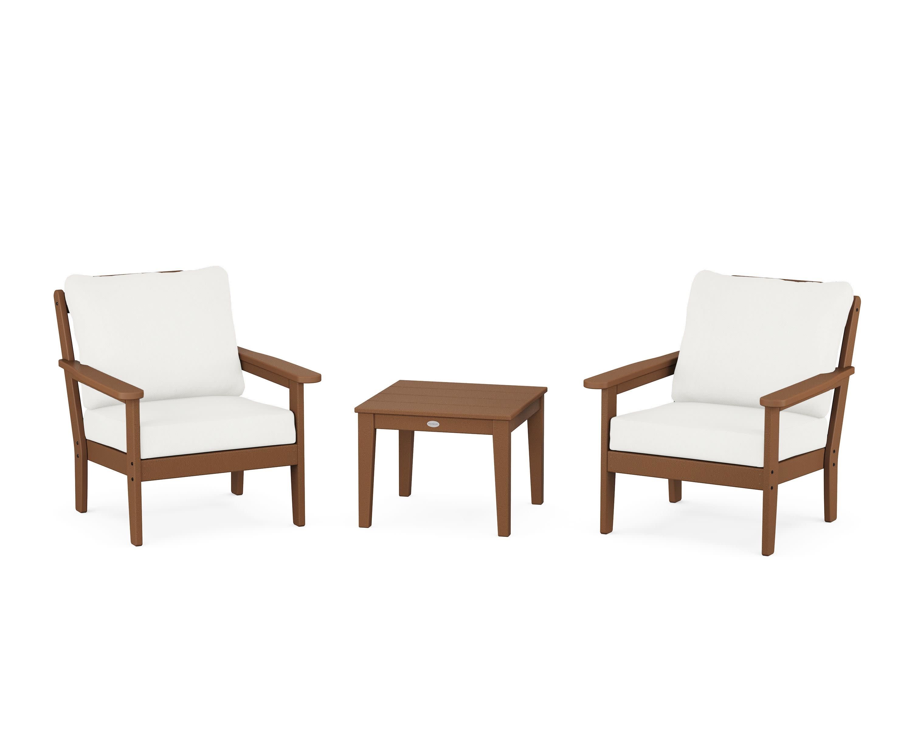 Cottage 3-Piece Deep Seating Set in Teak / Natural Linen