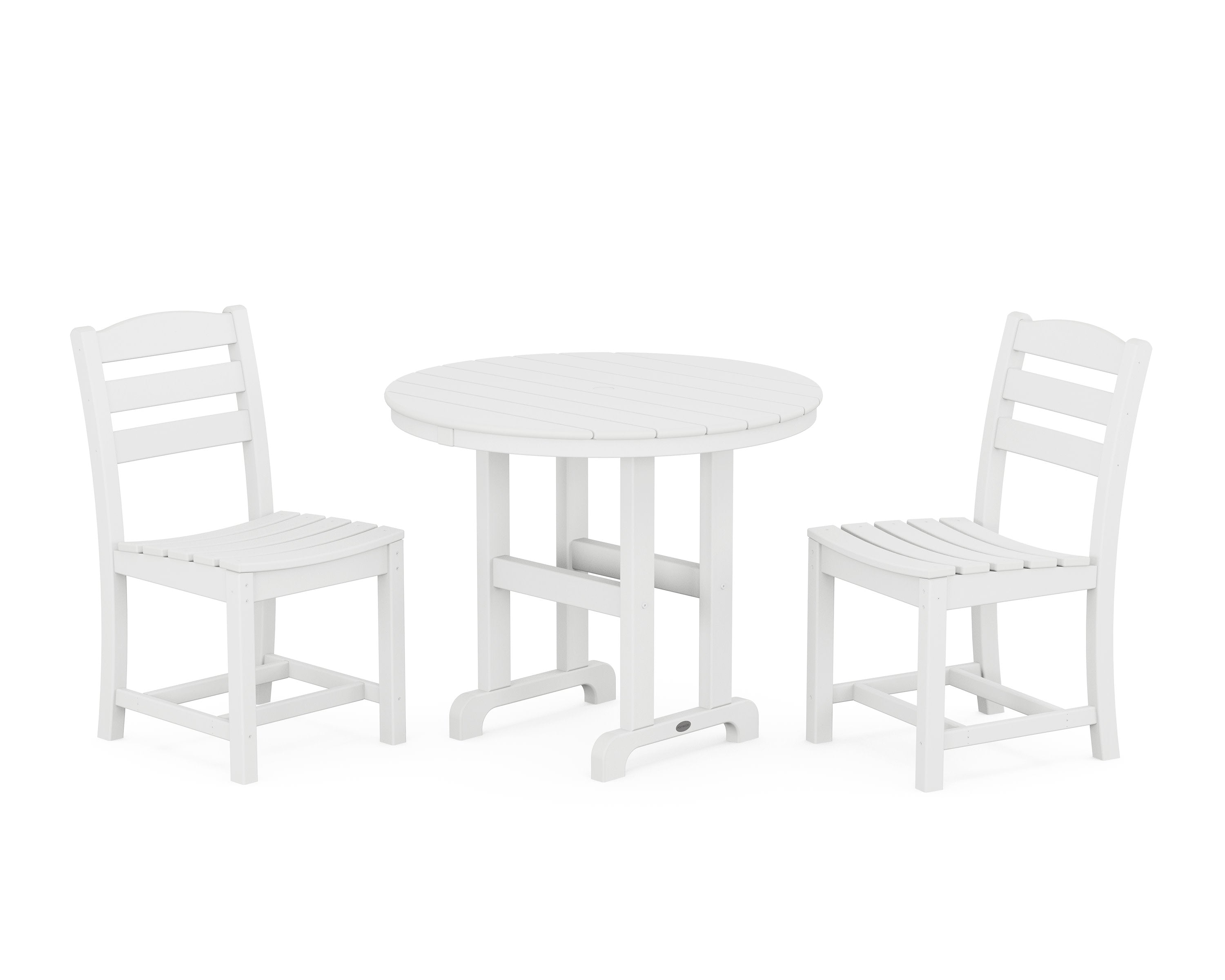 La Casa Caf Side Chair 3-Piece Round Dining Set in White
