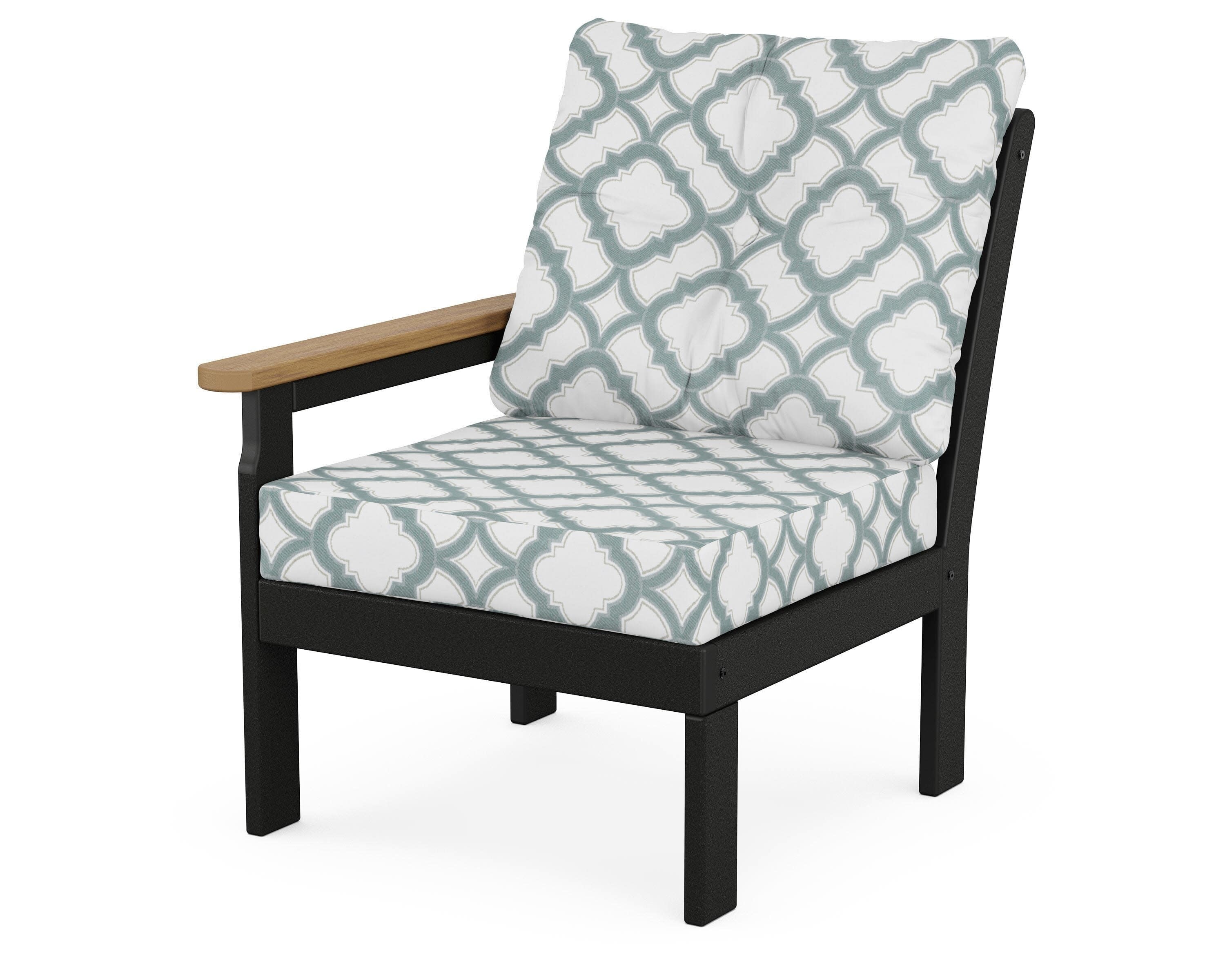 Vineyard Modular Left Arm Chair in Black / Natural / Trellis Glacier Spa