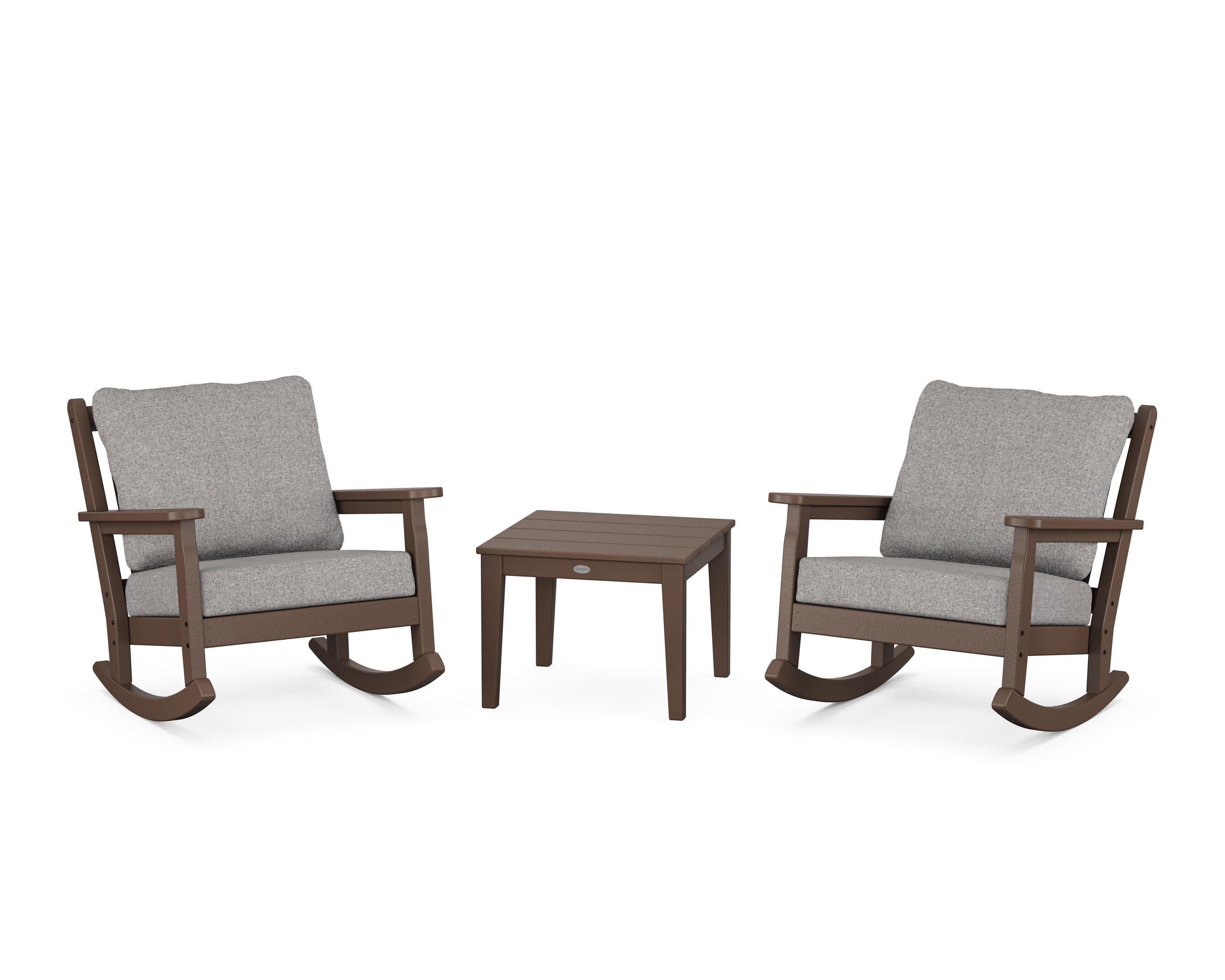Chippendale 3-Piece Deep Seating Rocker Set in Mahogany / Grey Mist
