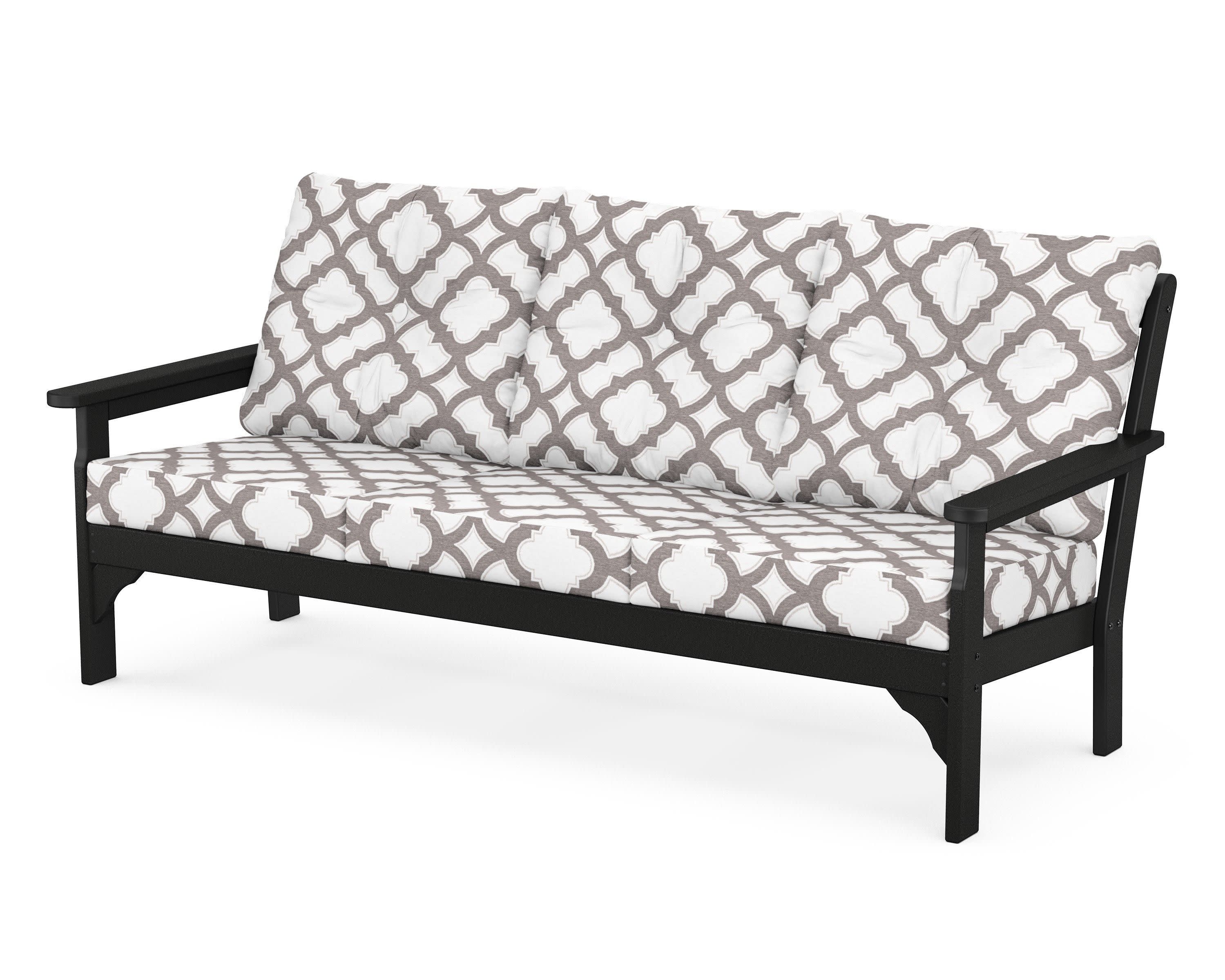 Vineyard Deep Seating Sofa in Black / Trellis Grey Mist
