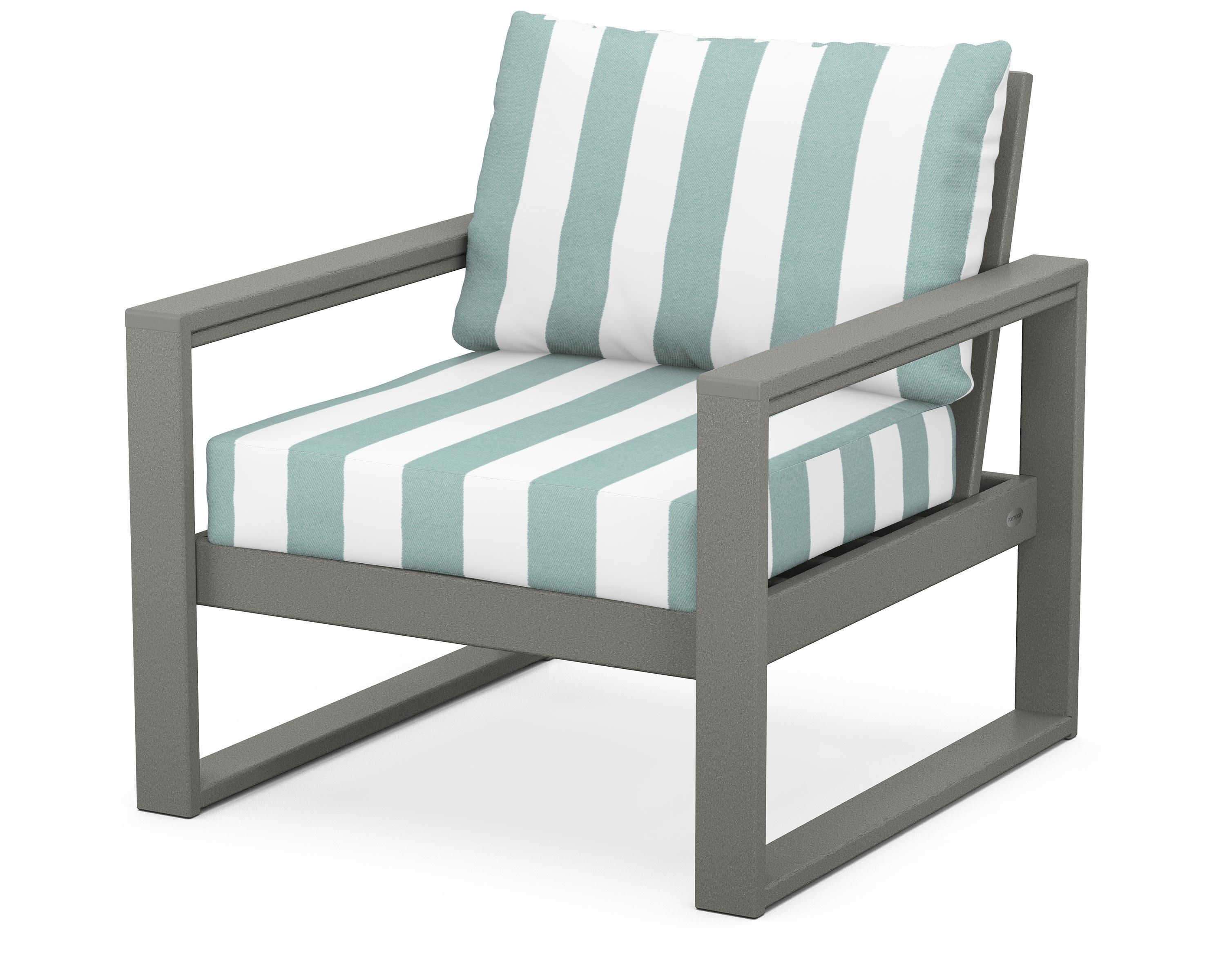 EDGE Club Chair in Slate Grey / Cabana Stripe Glacier Spa
