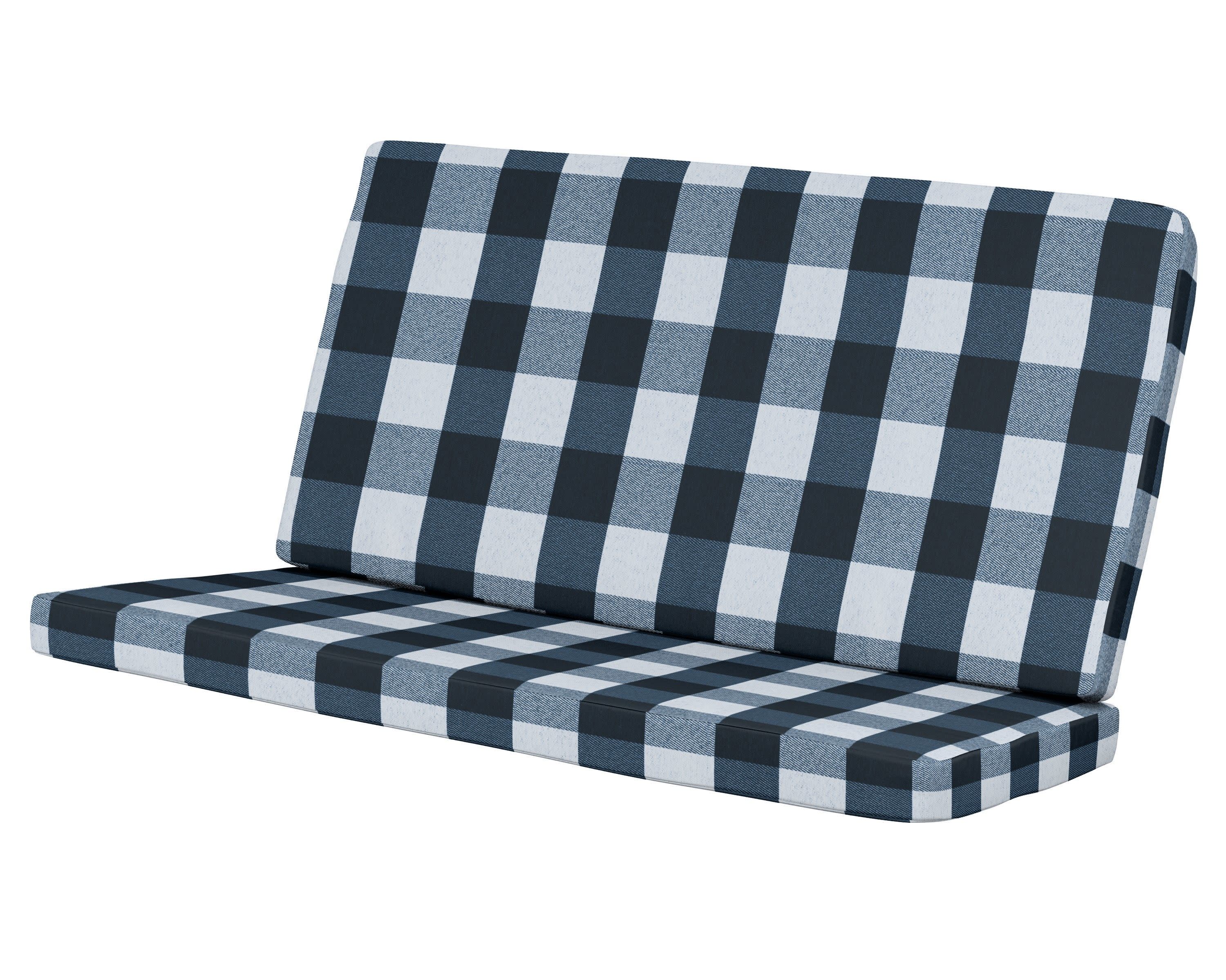 Modern Loveseat Cushion in Buffalo Plaid Marine Indigo