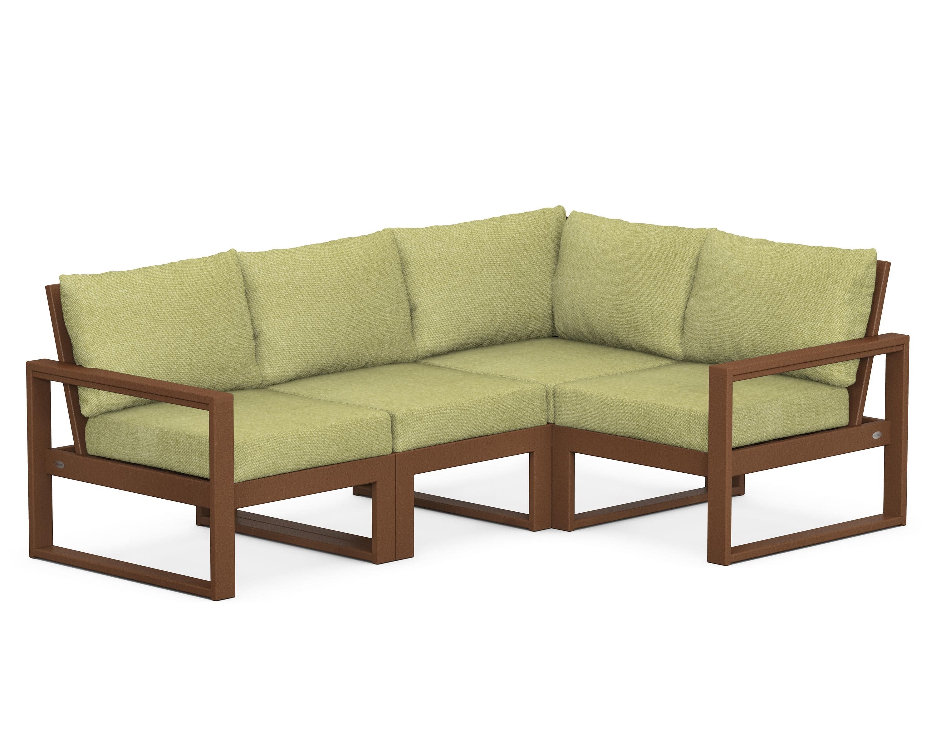 EDGE 4-Piece Modular Deep Seating Set in Teak / Chartreuse Boucle