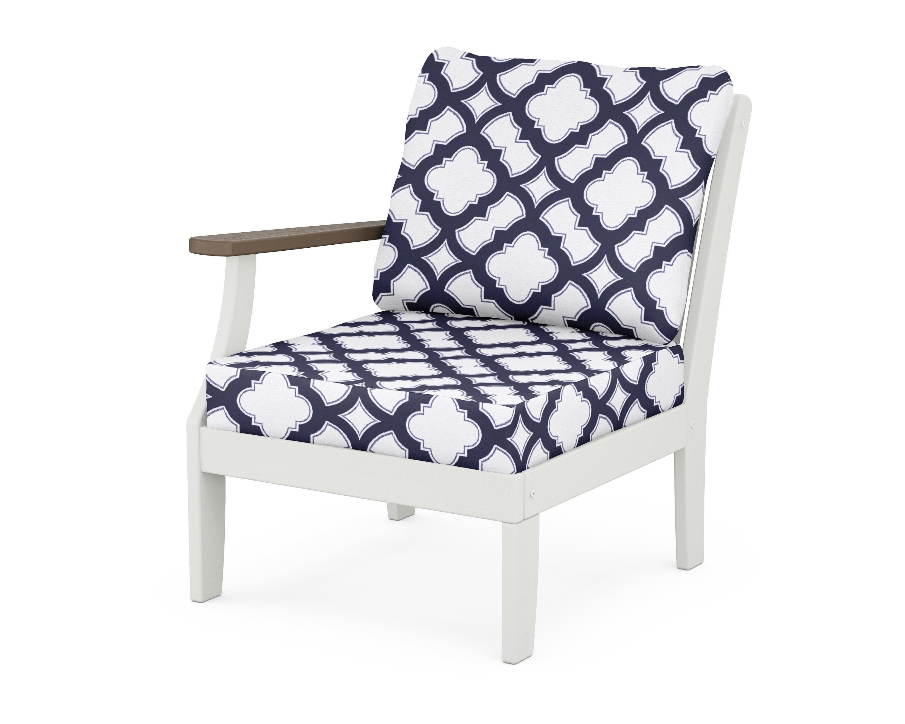 Braxton Modular Left Arm Chair in White / Kona / Trellis Navy