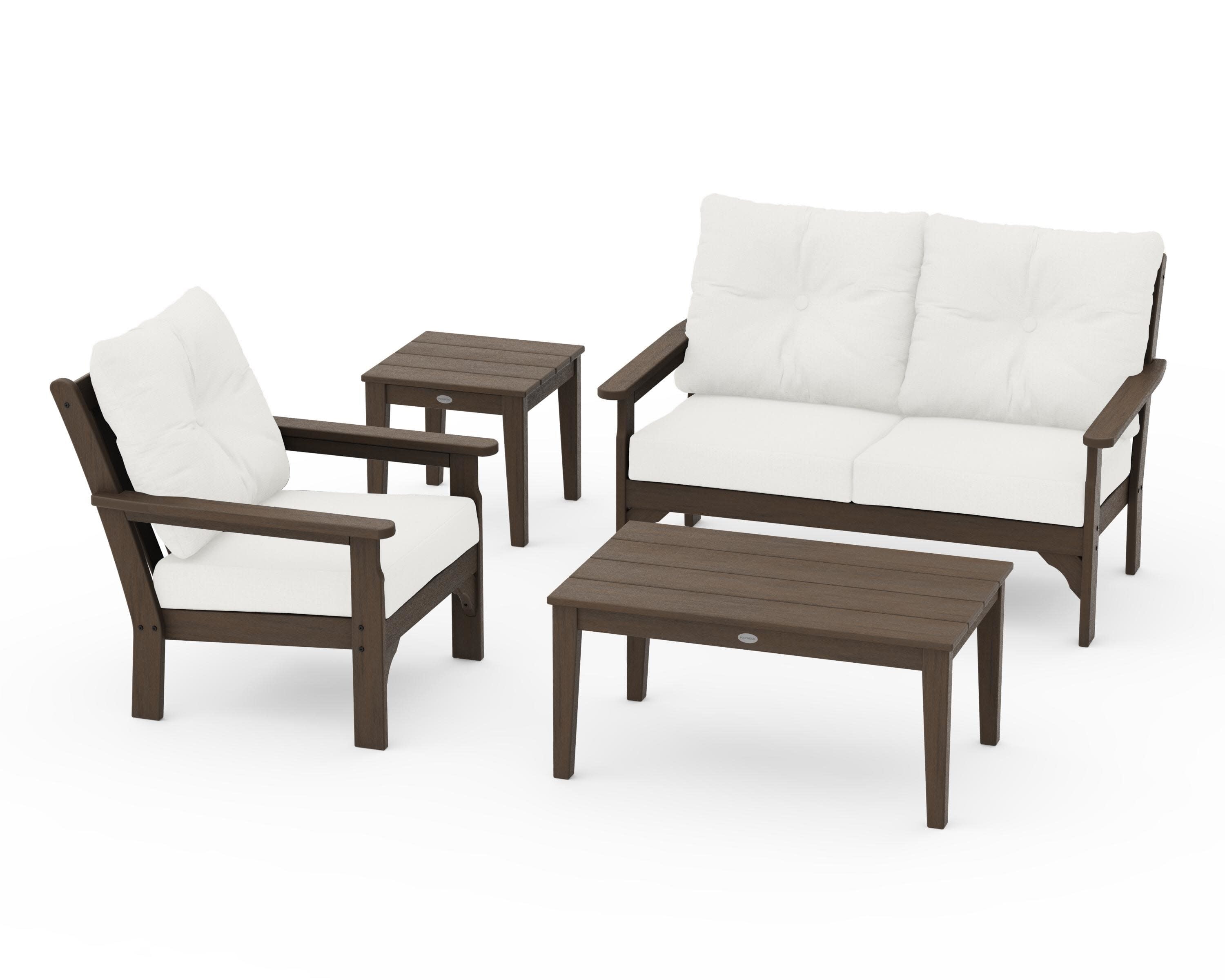 Vineyard 4-Piece Deep Seating Set in Kona / Natural Linen