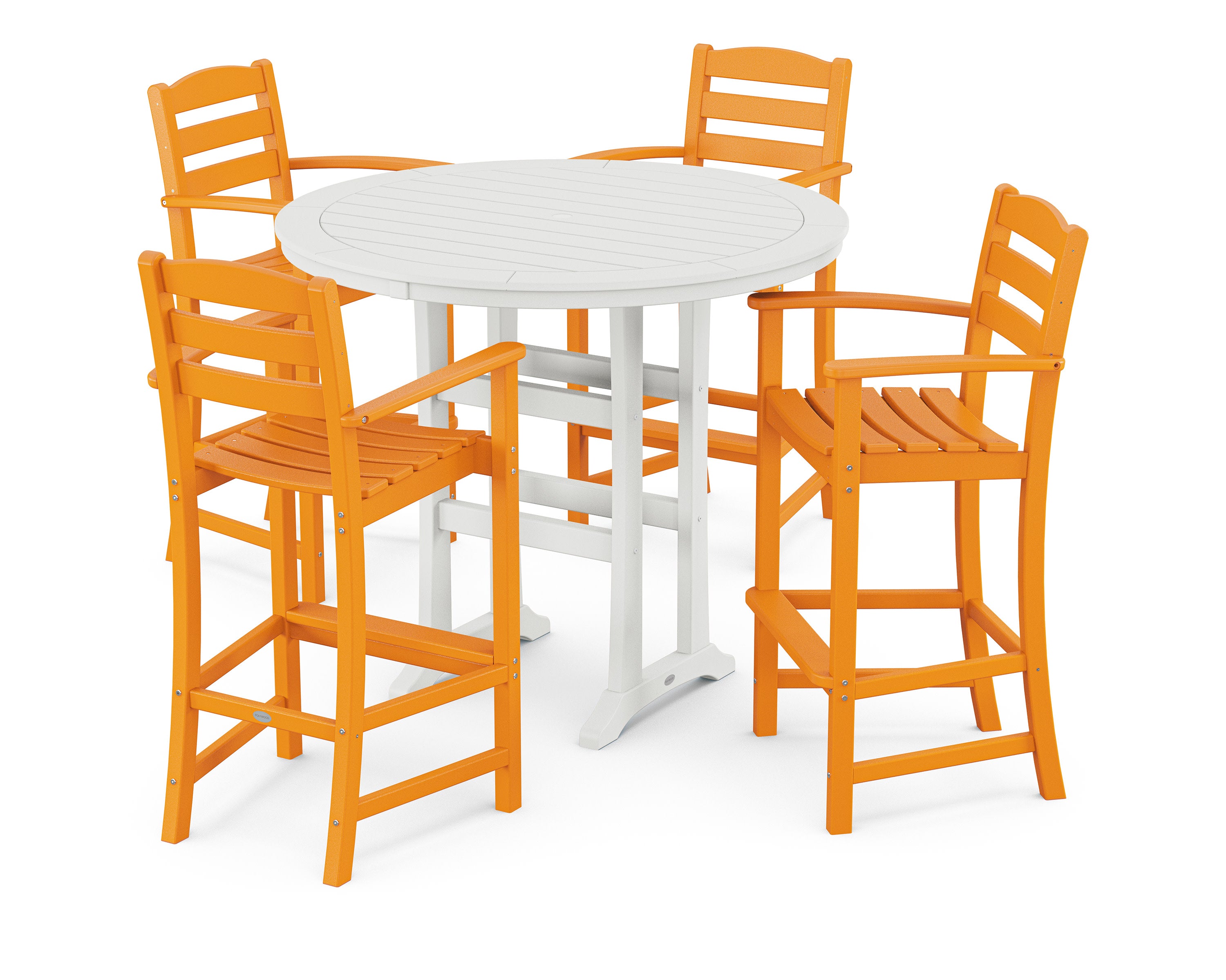La Casa Caf 5-Piece Bar Dining Set in Tangerine / White