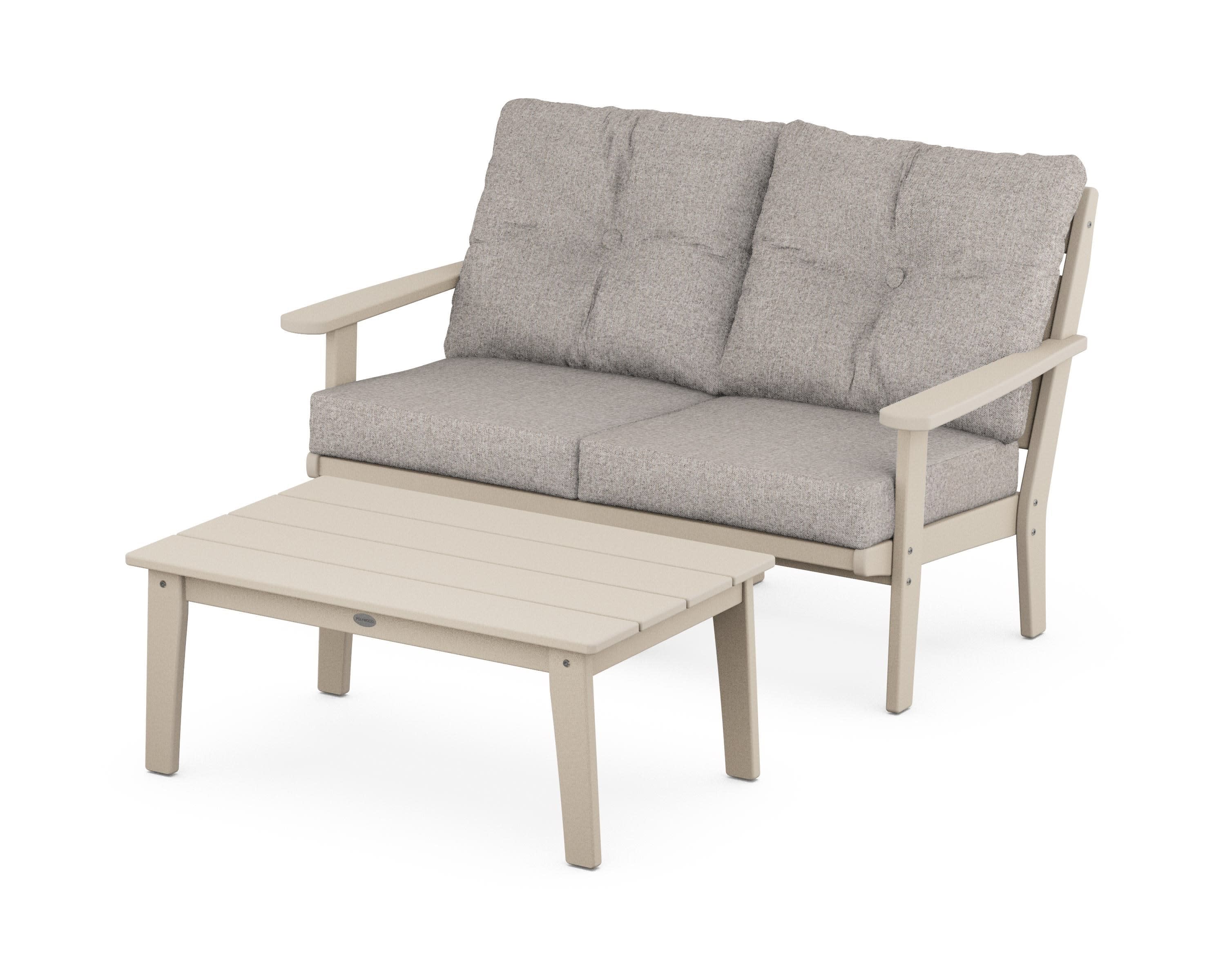 Lakeside 2-Piece Lounge Loveseat Set in Sand / Weathered Tweed