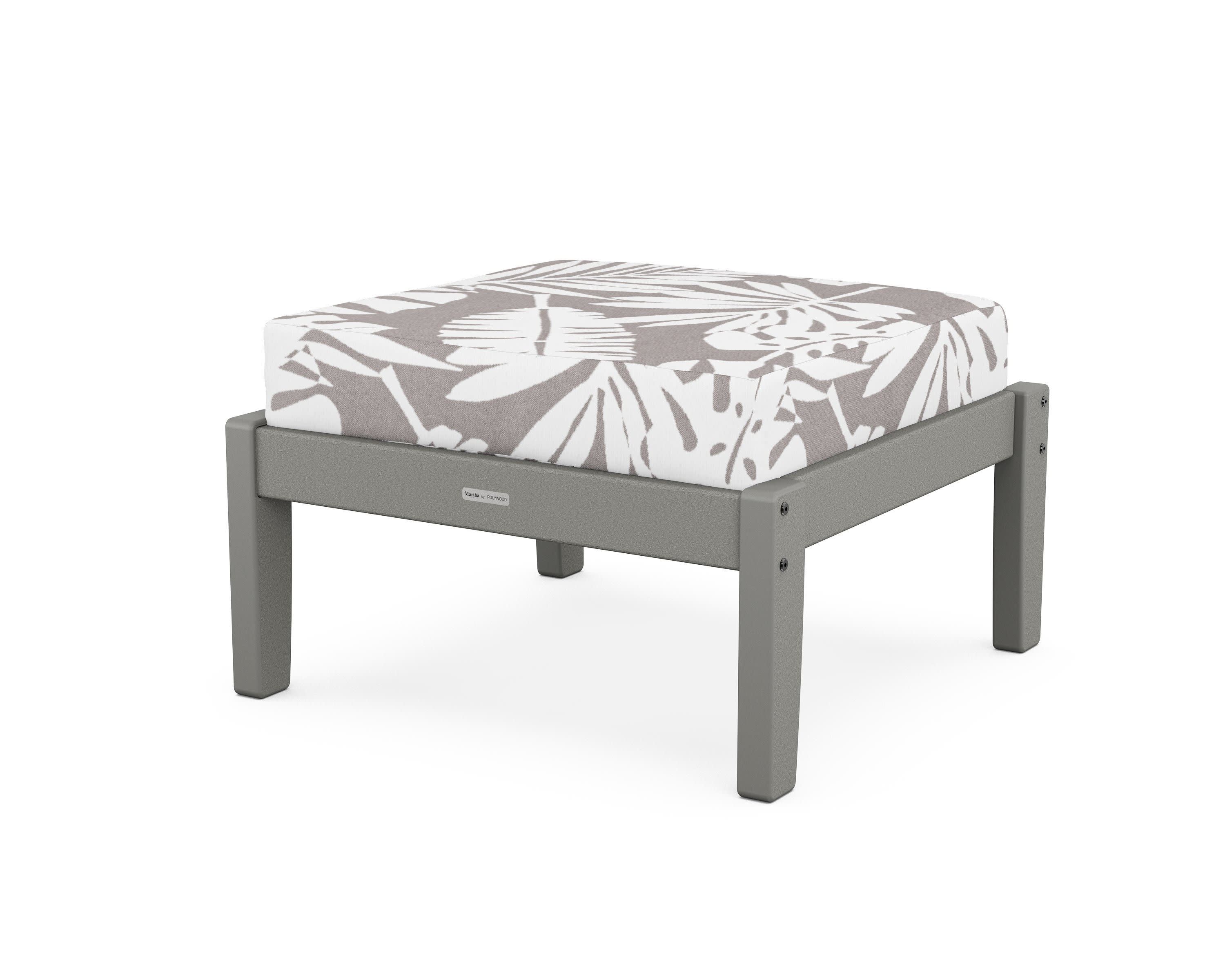 Chinoiserie Deep Seating Ottoman in Slate Grey / Leaf Grey Mist