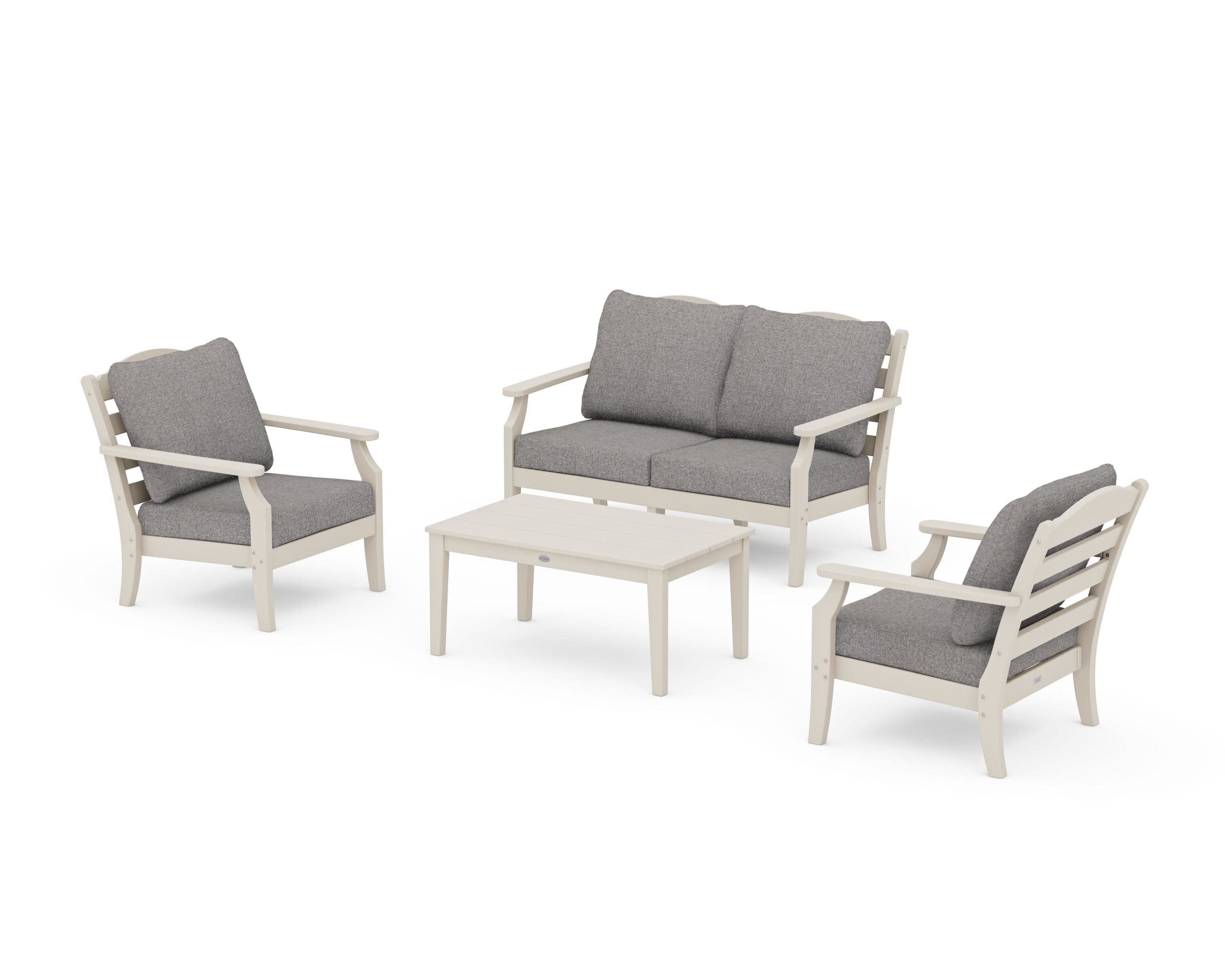 Savannah 4-Piece Deep Seating Set with Loveseat in Sand / Grey Mist