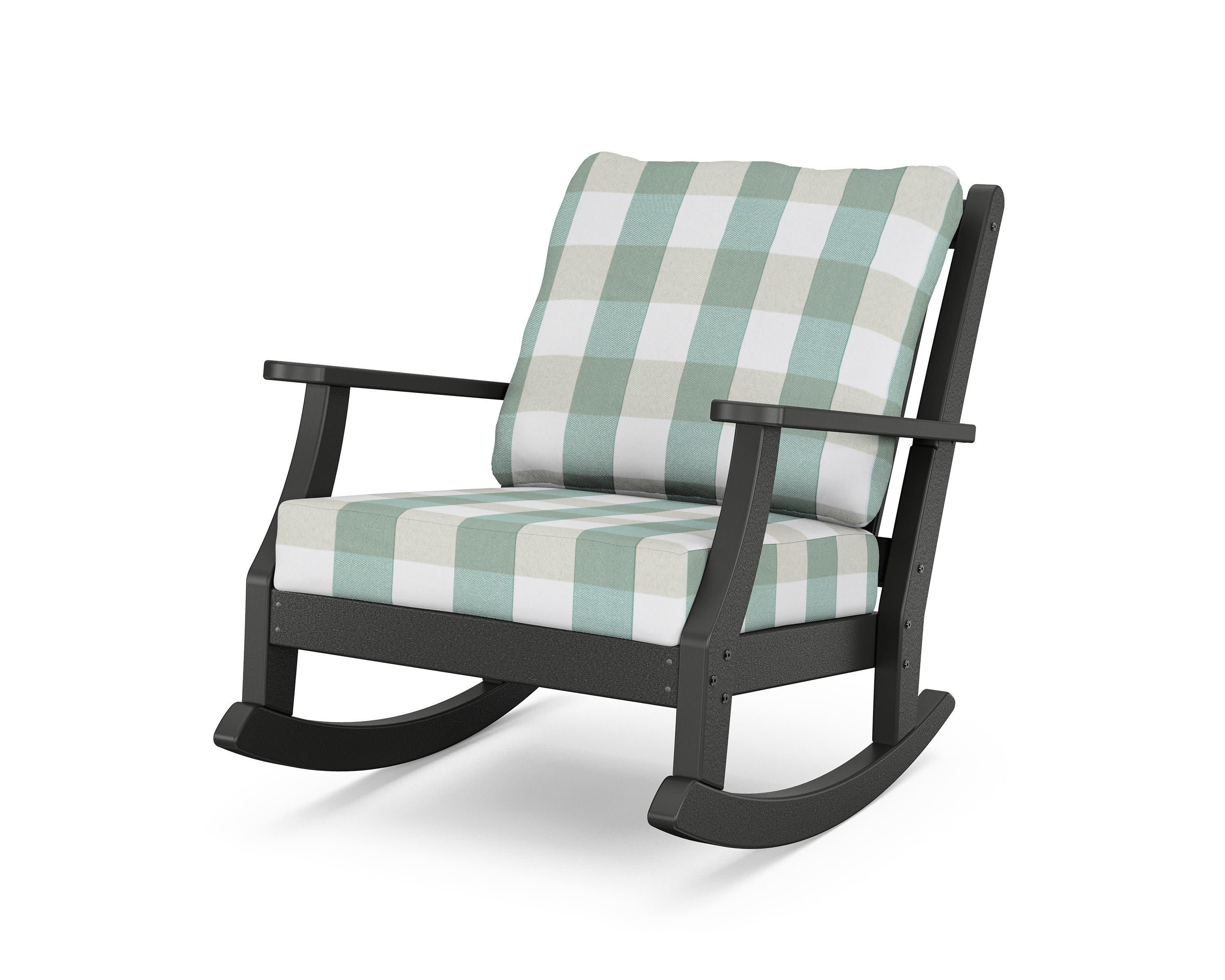 Wovendale Deep Seating Rocking Chair in Black / Buffalo Plaid Glacier Spa