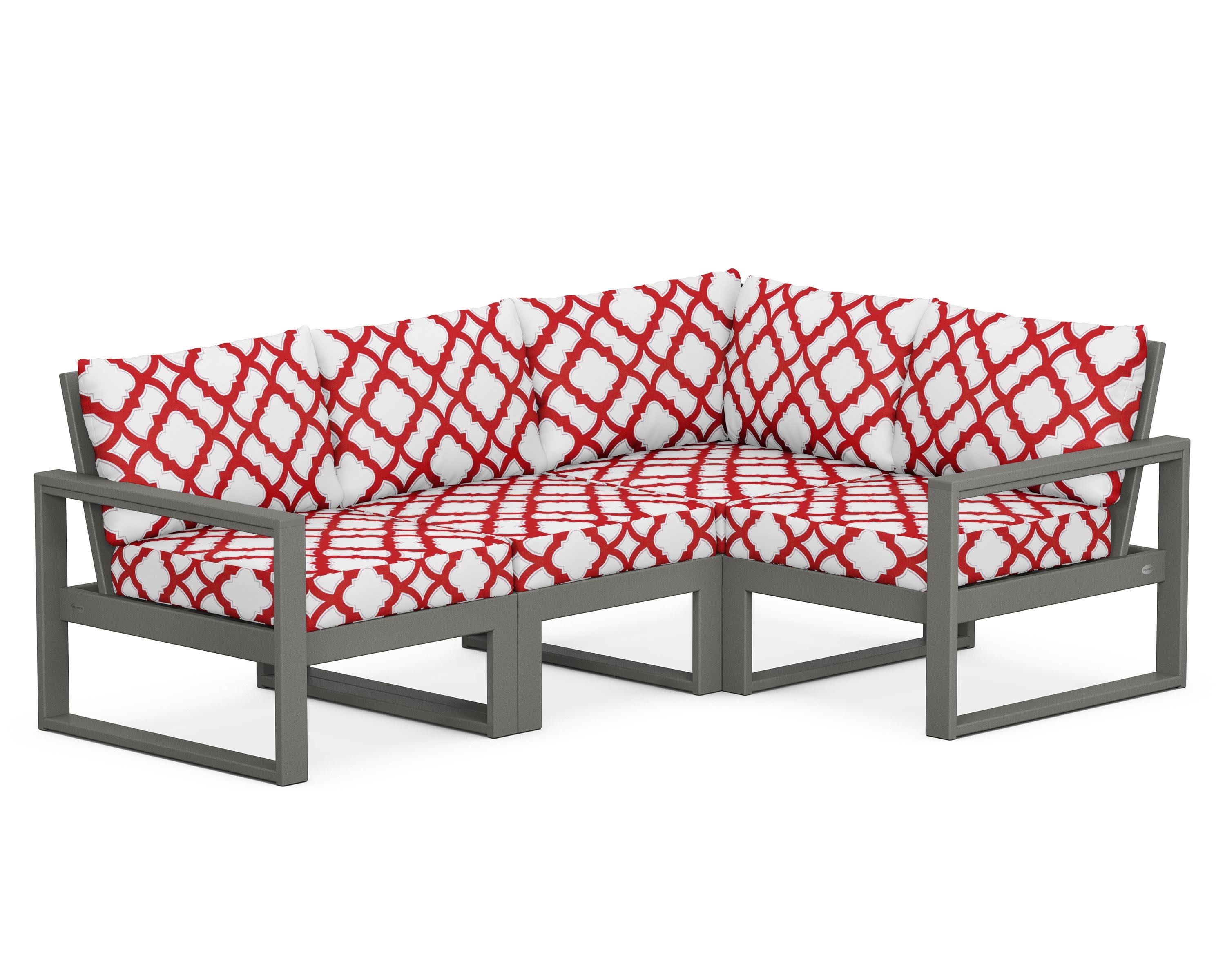EDGE 4-Piece Modular Deep Seating Set in Slate Grey / Trellis Crimson