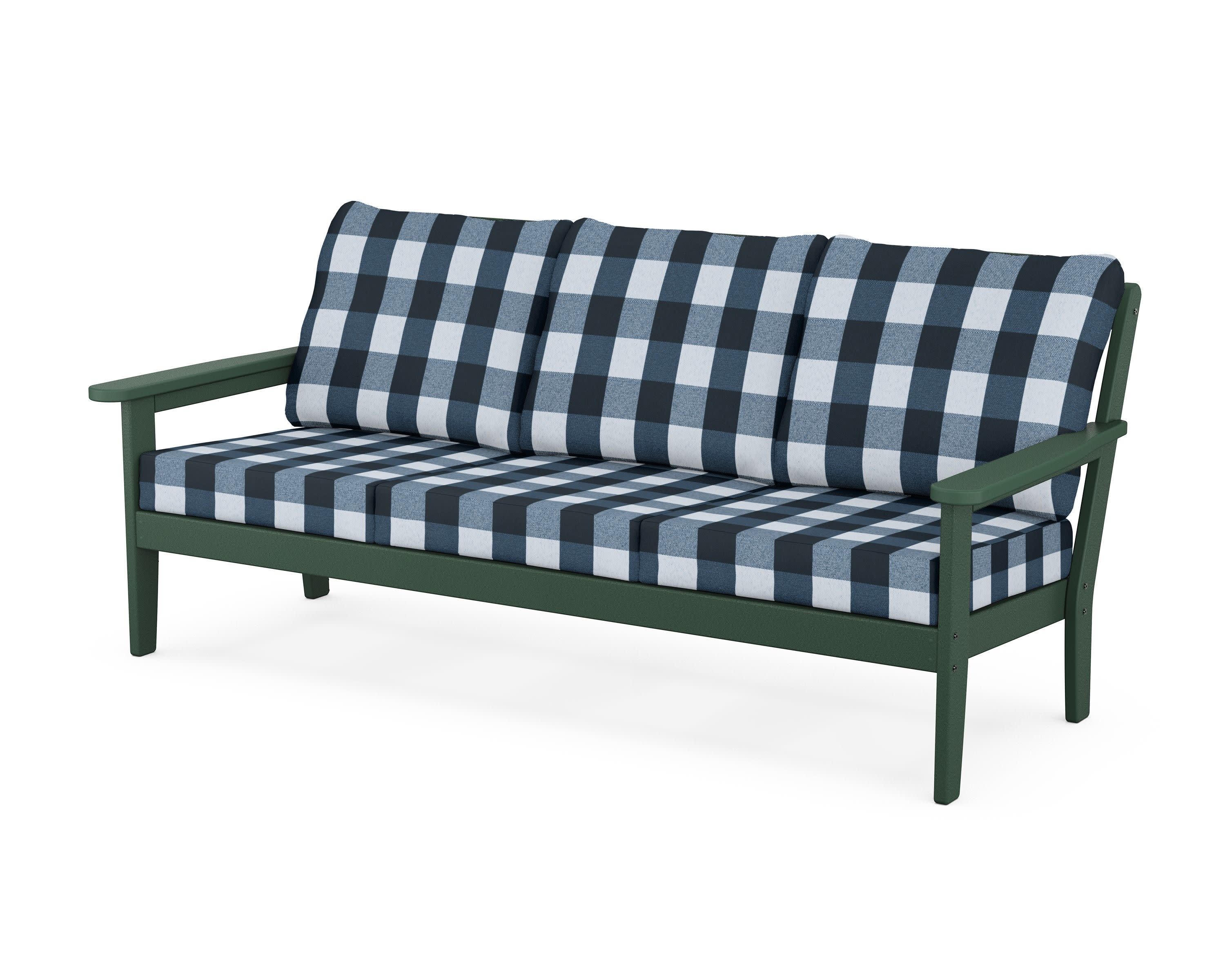 Cottage Deep Seating Sofa in Green / Buffalo Plaid Marine Indigo