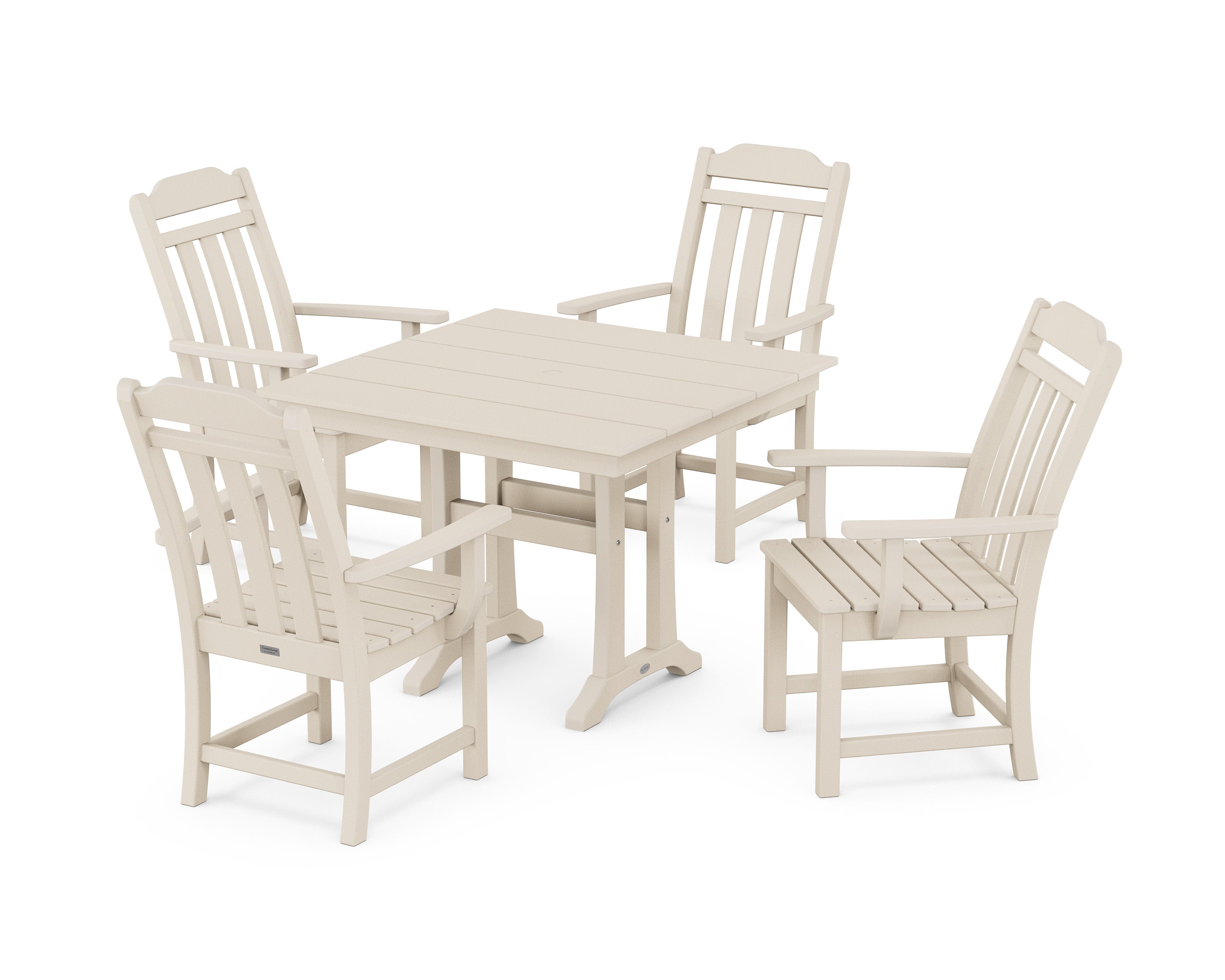 Cottage 5-Piece Farmhouse Dining Set with Trestle Legs in Sand