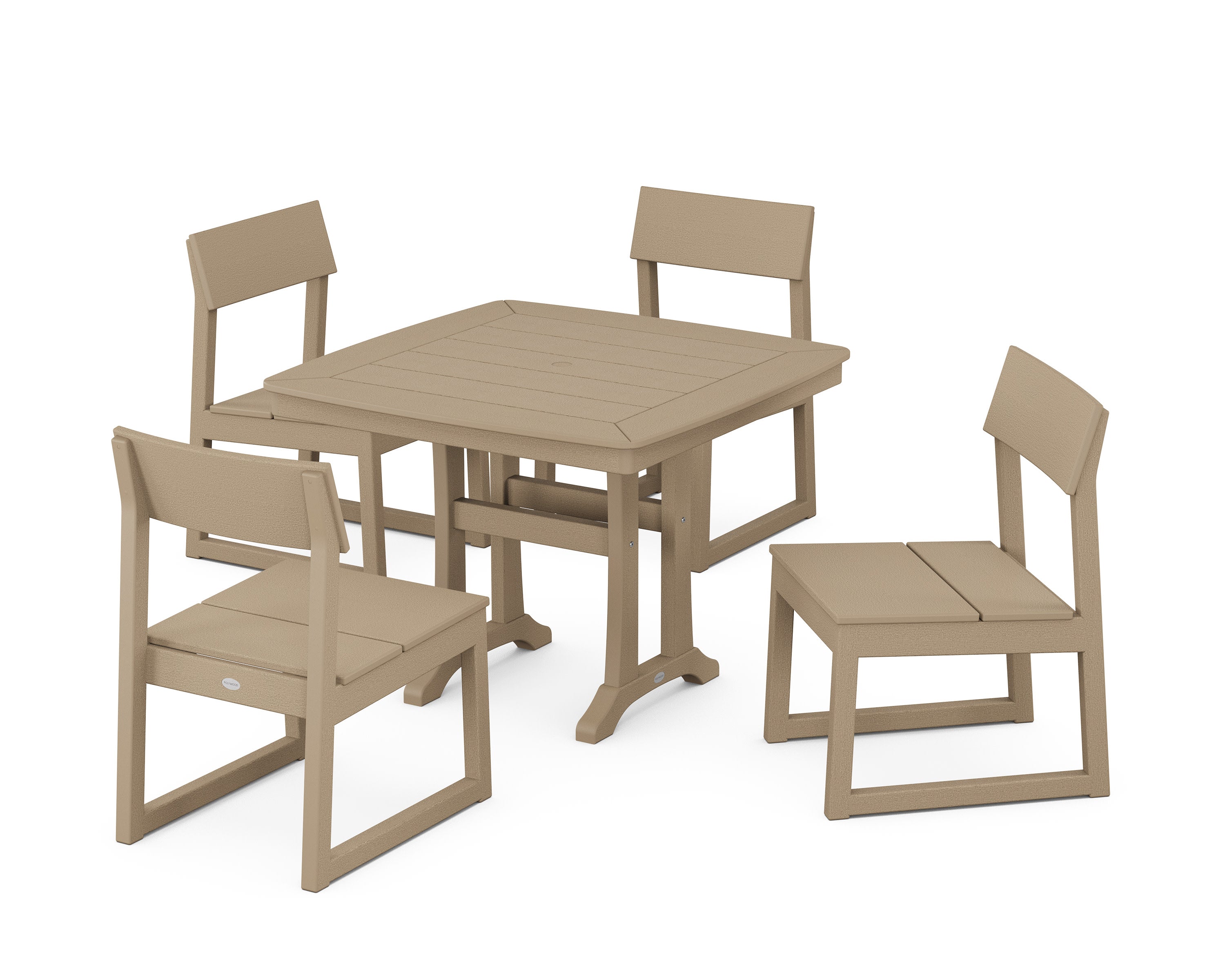 EDGE Side Chair 5-Piece Dining Set with Trestle Legs in Vintage Sahara