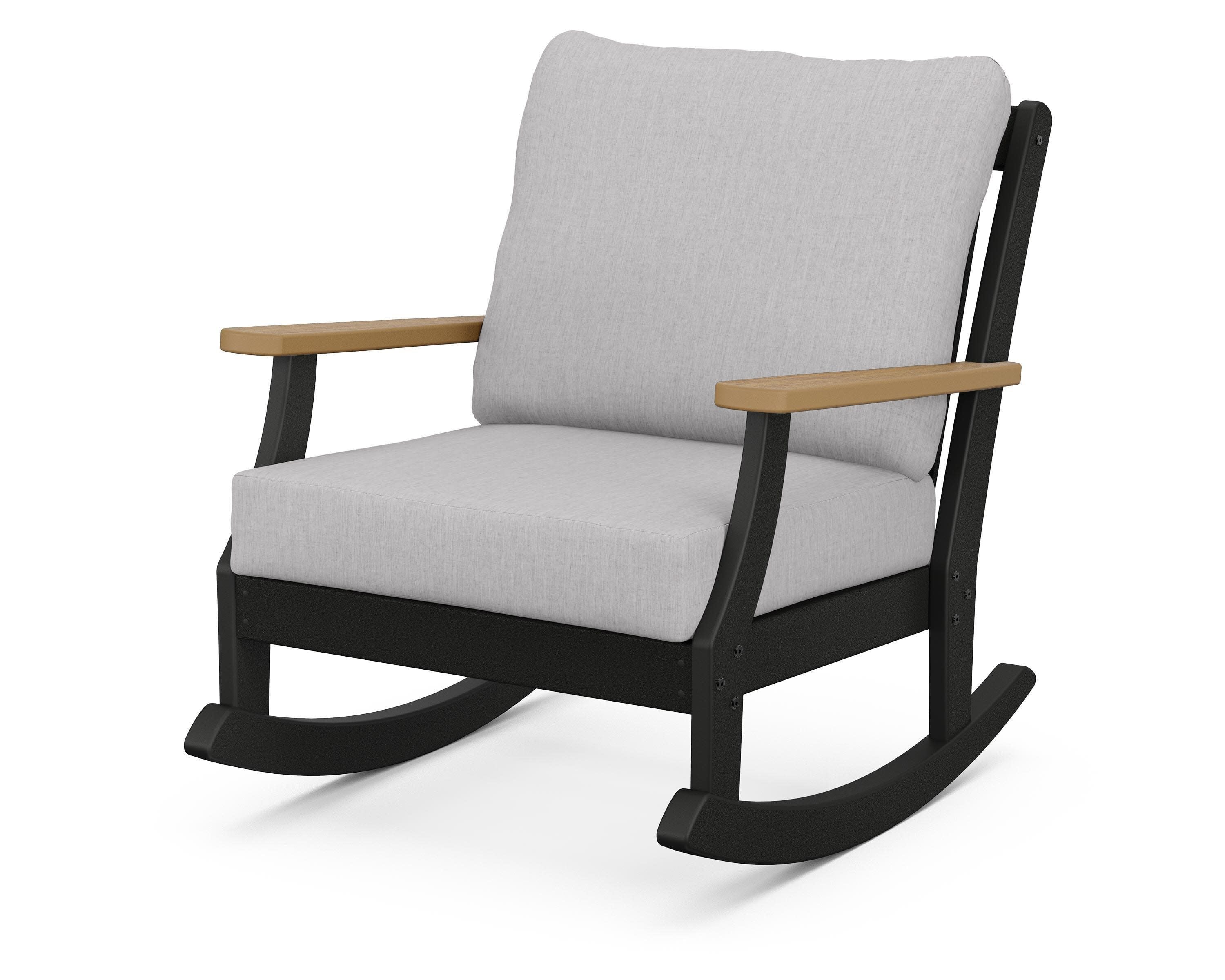 Braxton Deep Seating Rocking Chair in Black / Natural / Granite