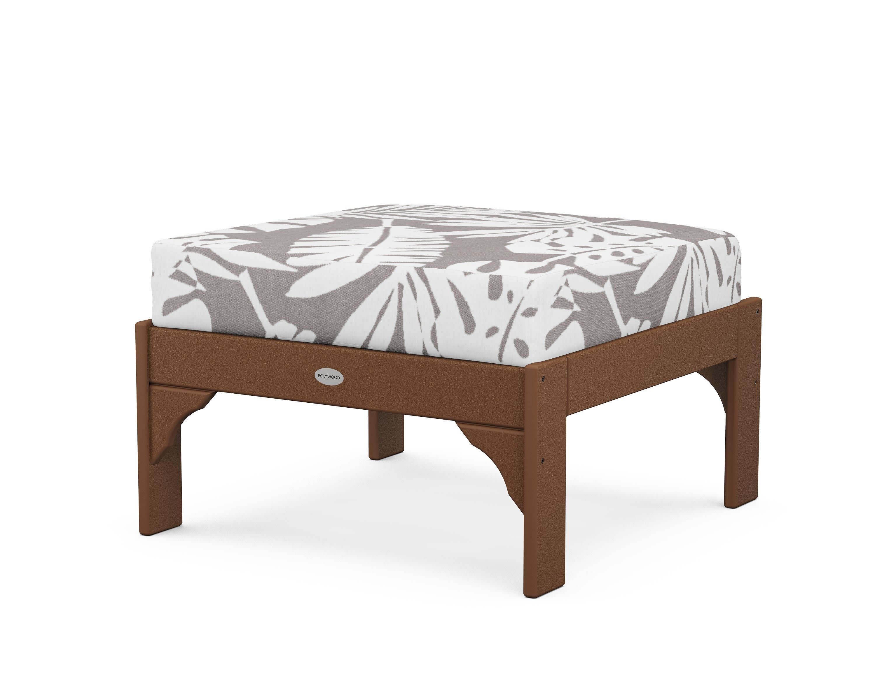 Vineyard Deep Seating Ottoman in Teak / Leaf Grey Mist