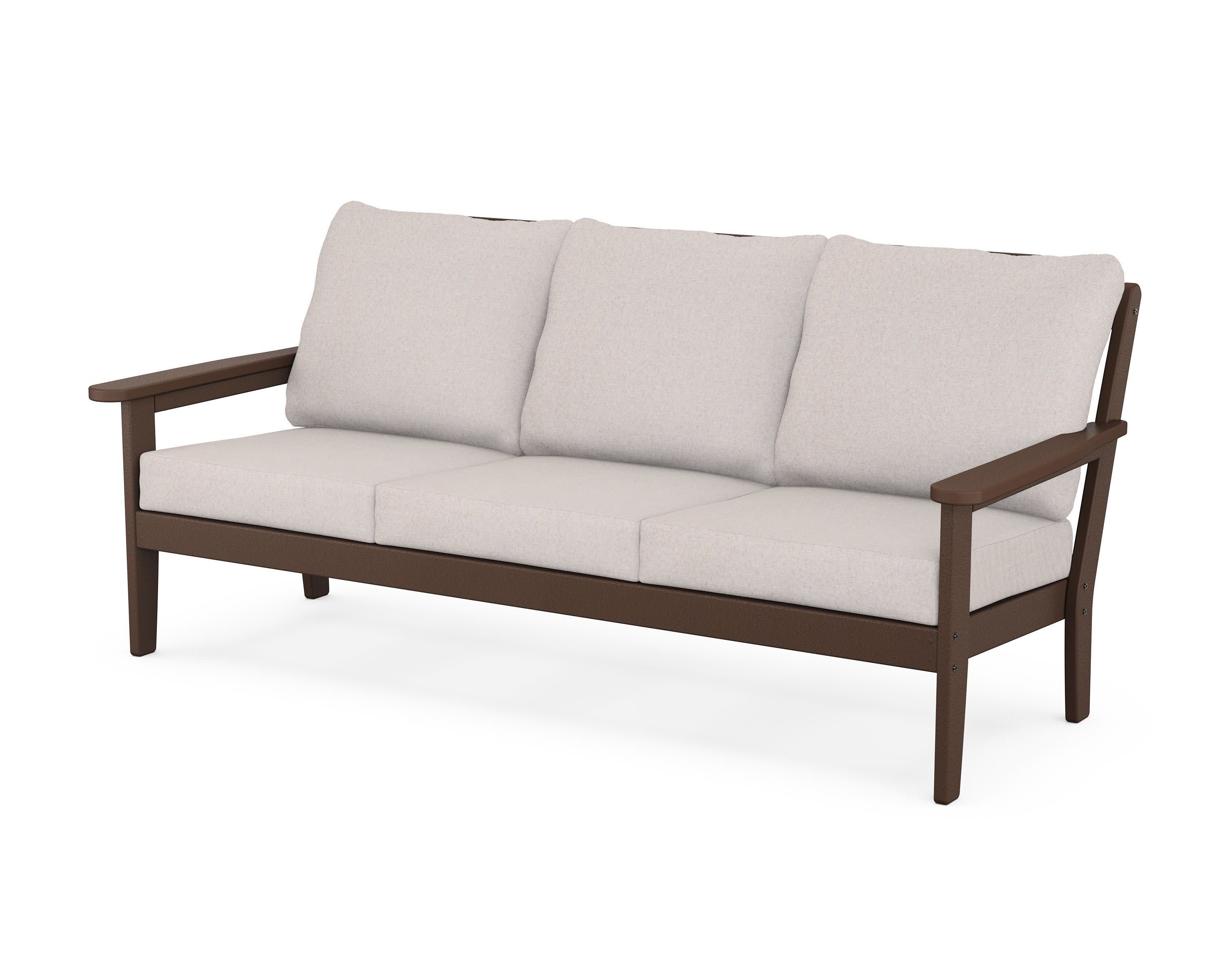 Cottage Deep Seating Sofa in Mahogany / Dune Burlap