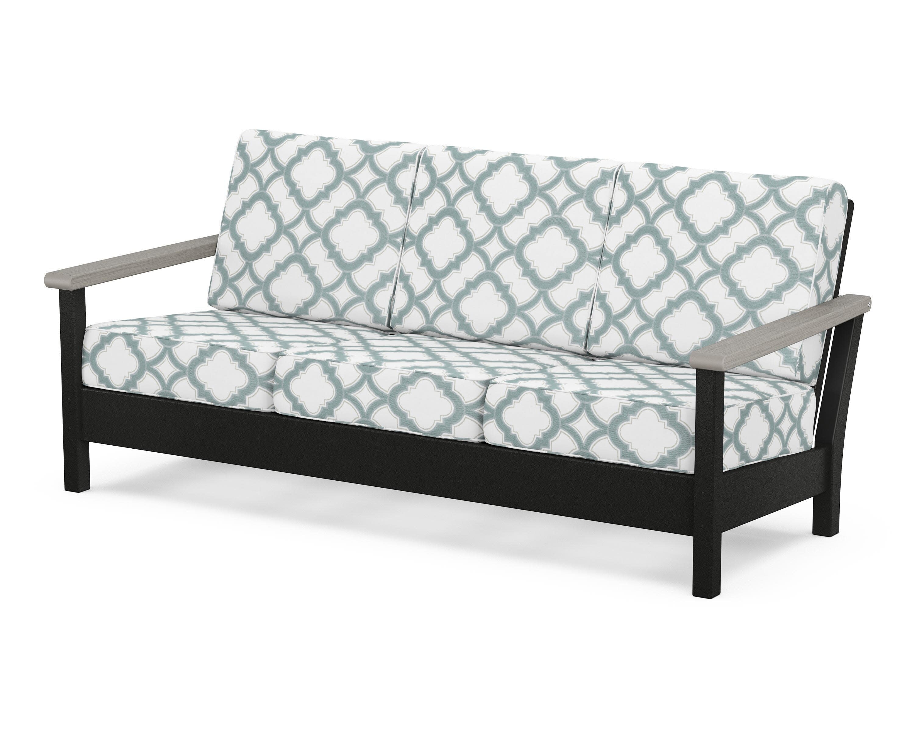 Harbour Deep Seating Sofa in Black / Driftwood / Trellis Glacier Spa
