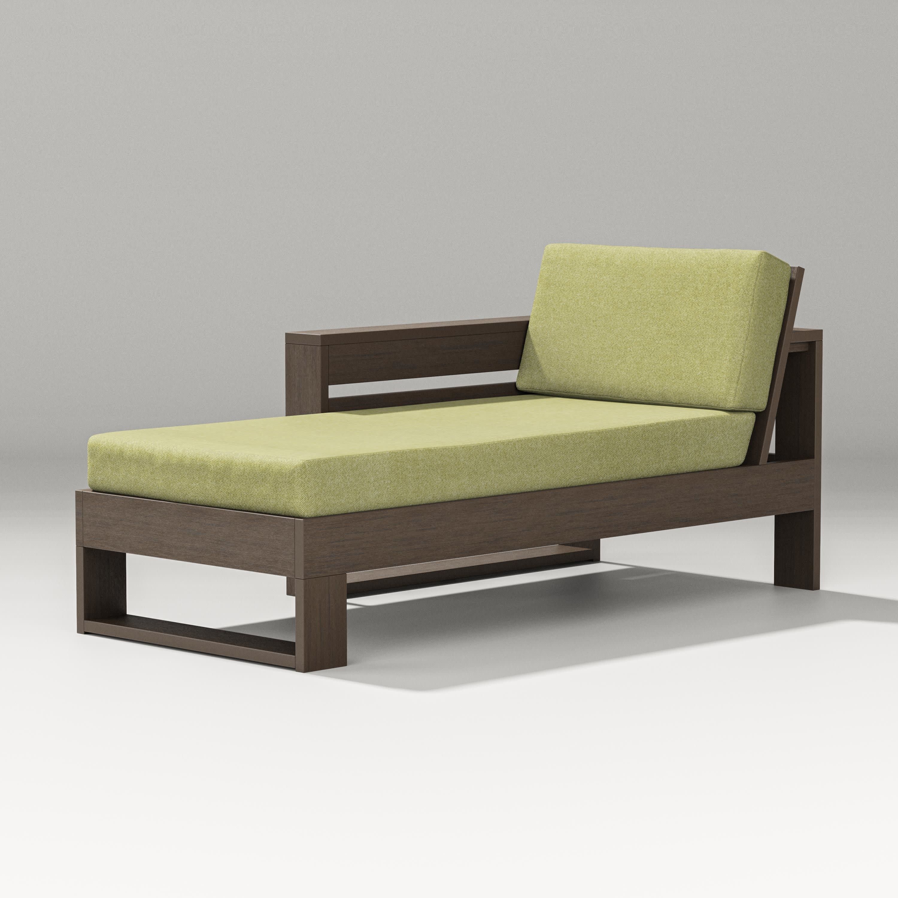 Latitude Modular Left Arm Chaise in Kona / Chartreuse Boucle