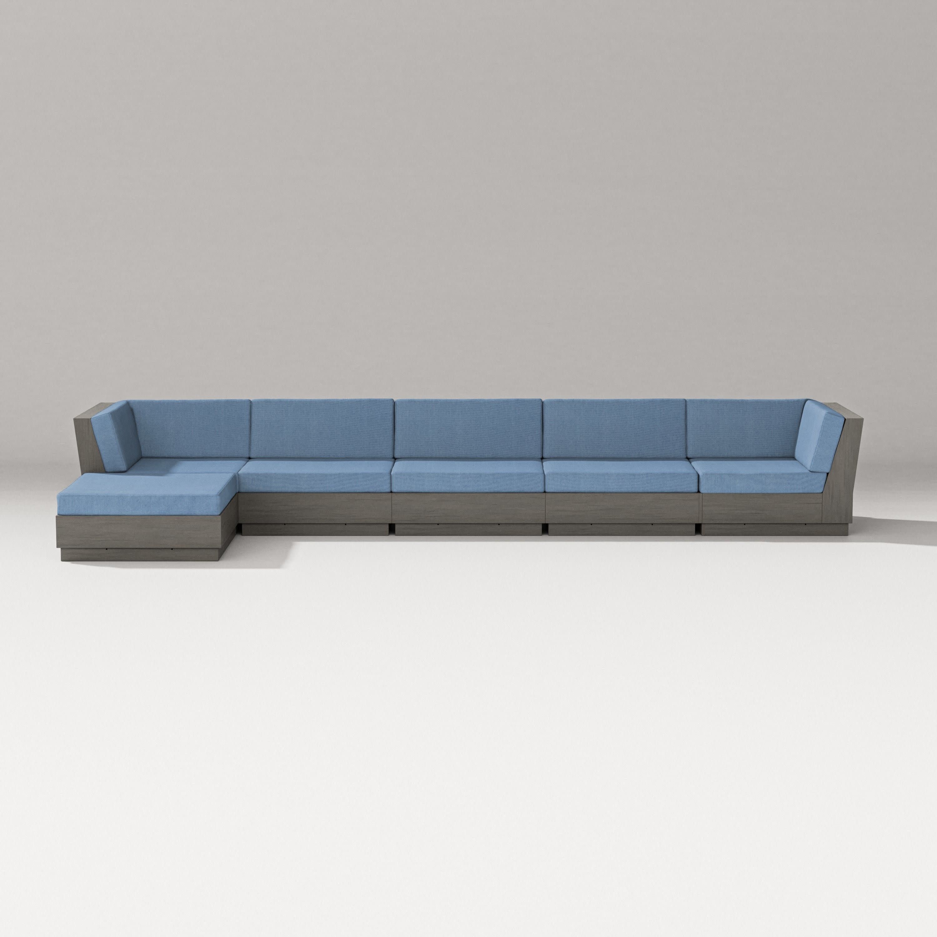 Elevate 6-Piece Chaise Sectional in Driftwood / Sky Blue