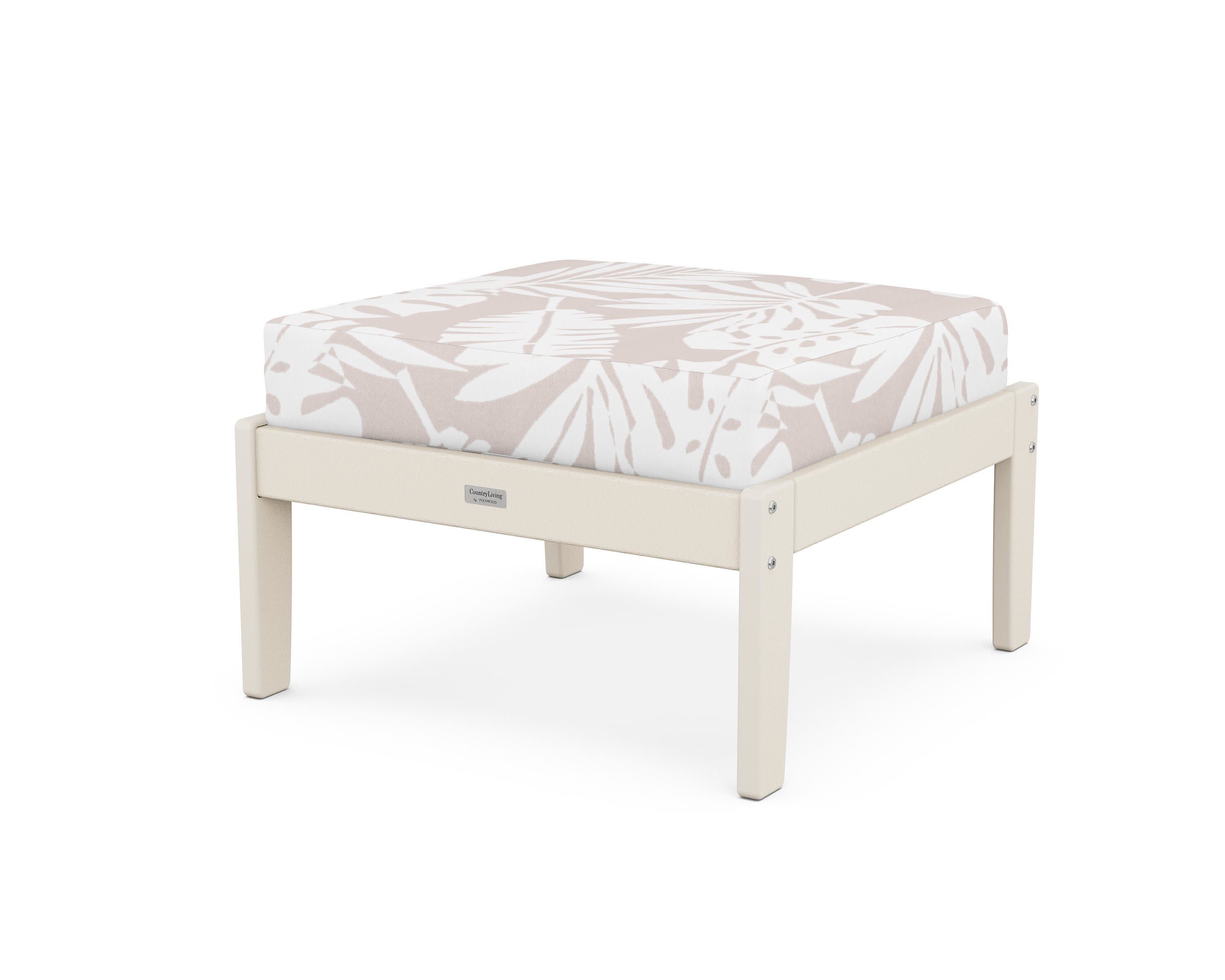 Cottage Deep Seating Ottoman in Sand / Leaf Dune Burlap