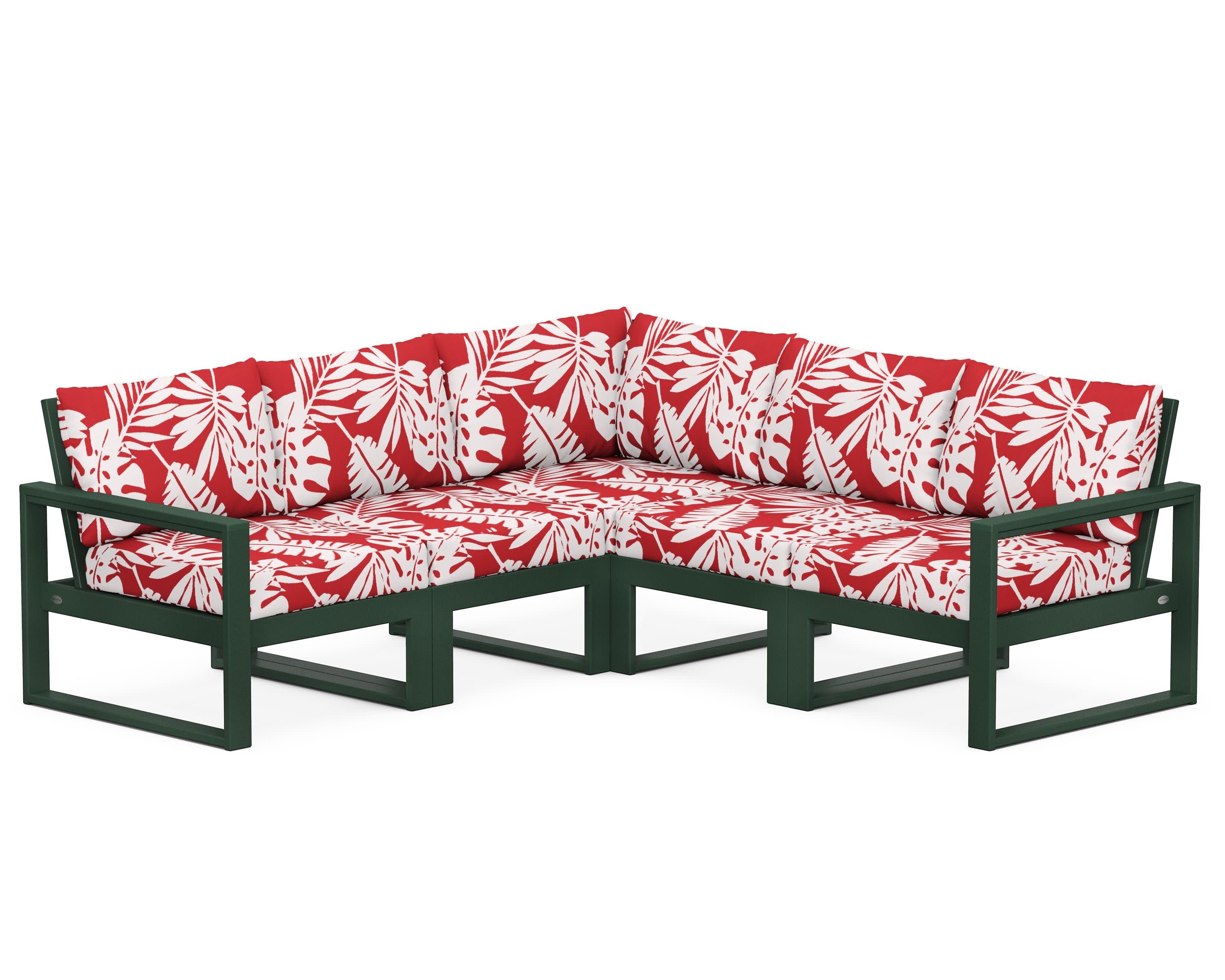 EDGE 5-Piece Modular Deep Seating Set in Green / Leaf Crimson