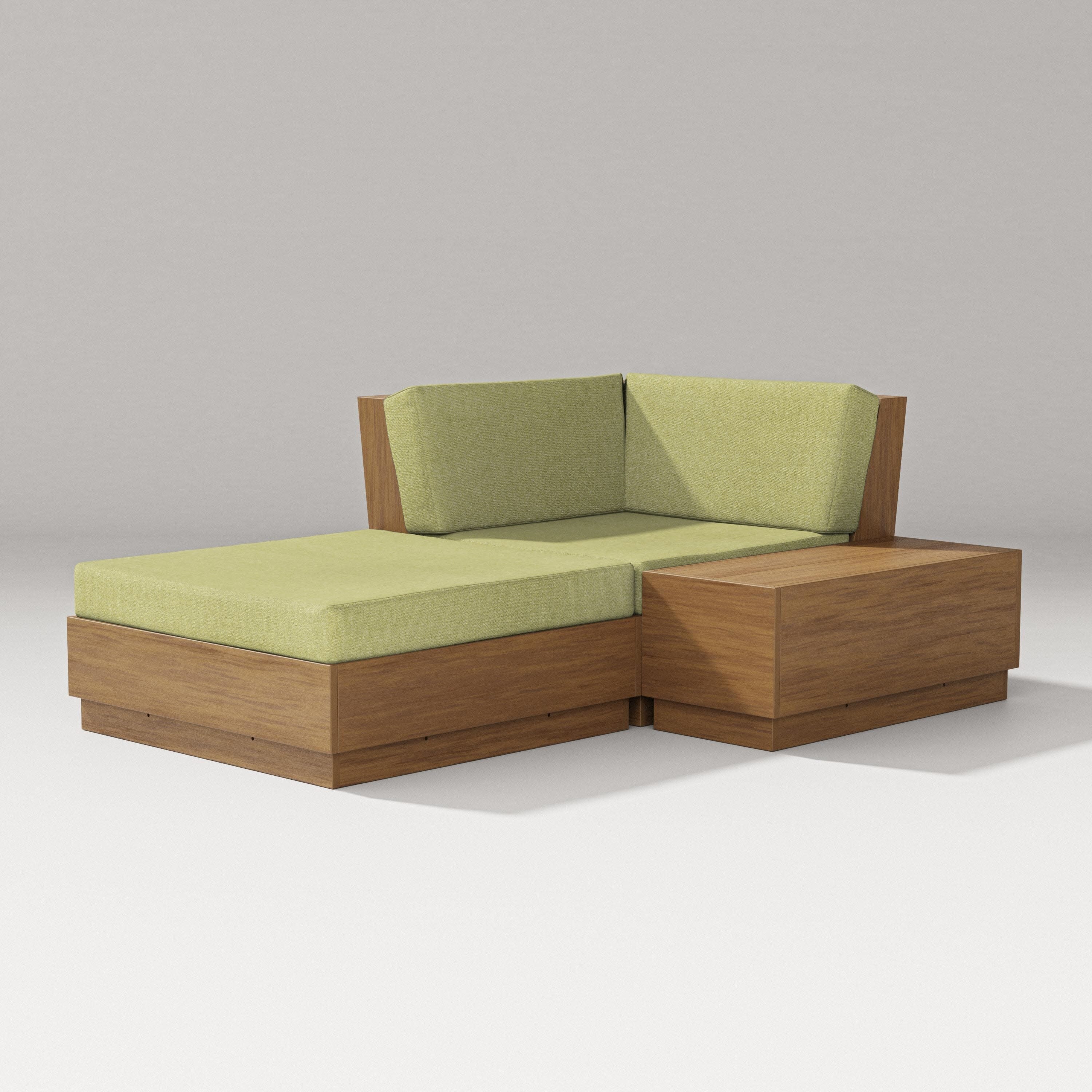 Elevate Corner Chaise in Natural / Chartreuse Boucle