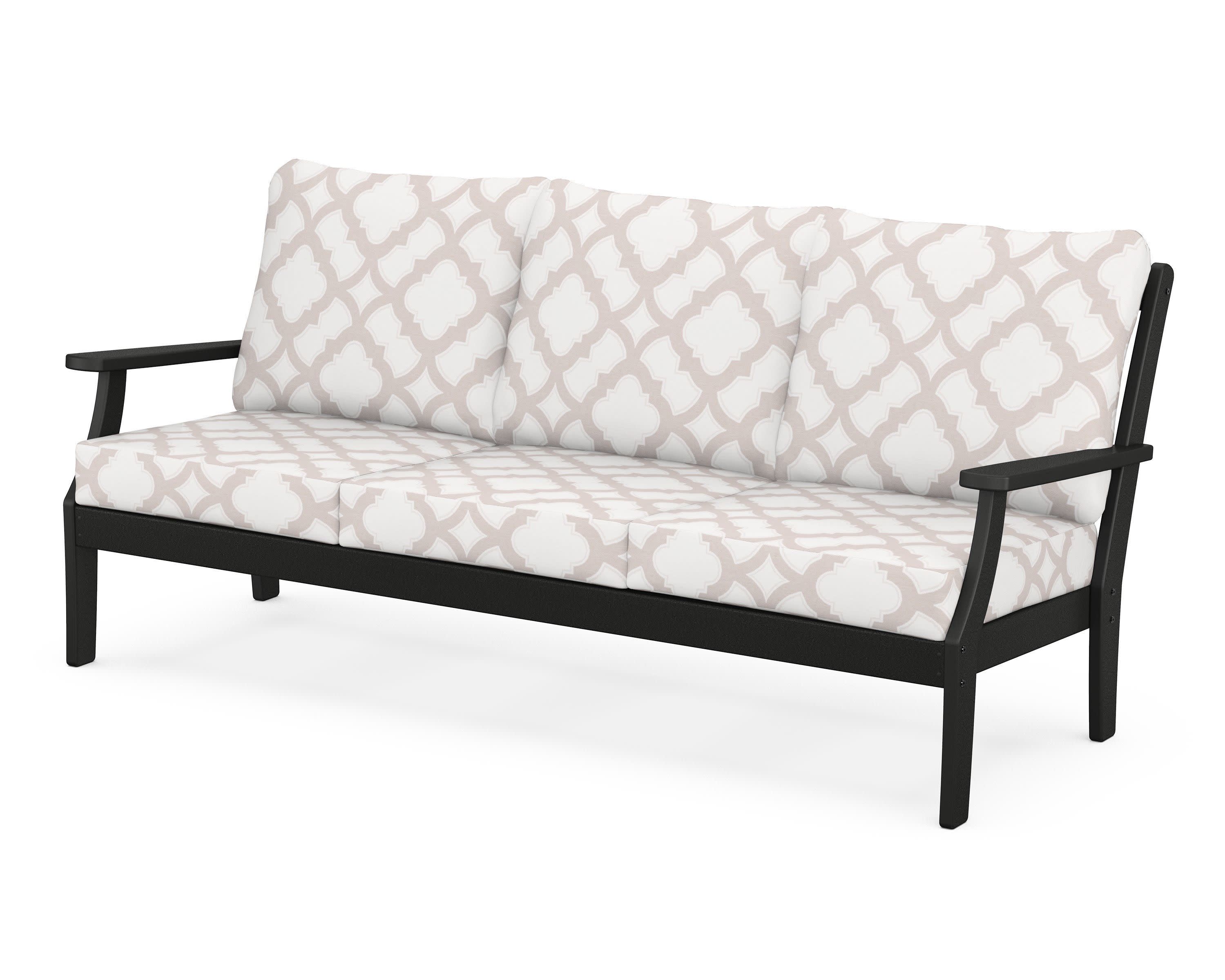 Braxton Deep Seating Sofa in Black / Trellis Dune Burlap