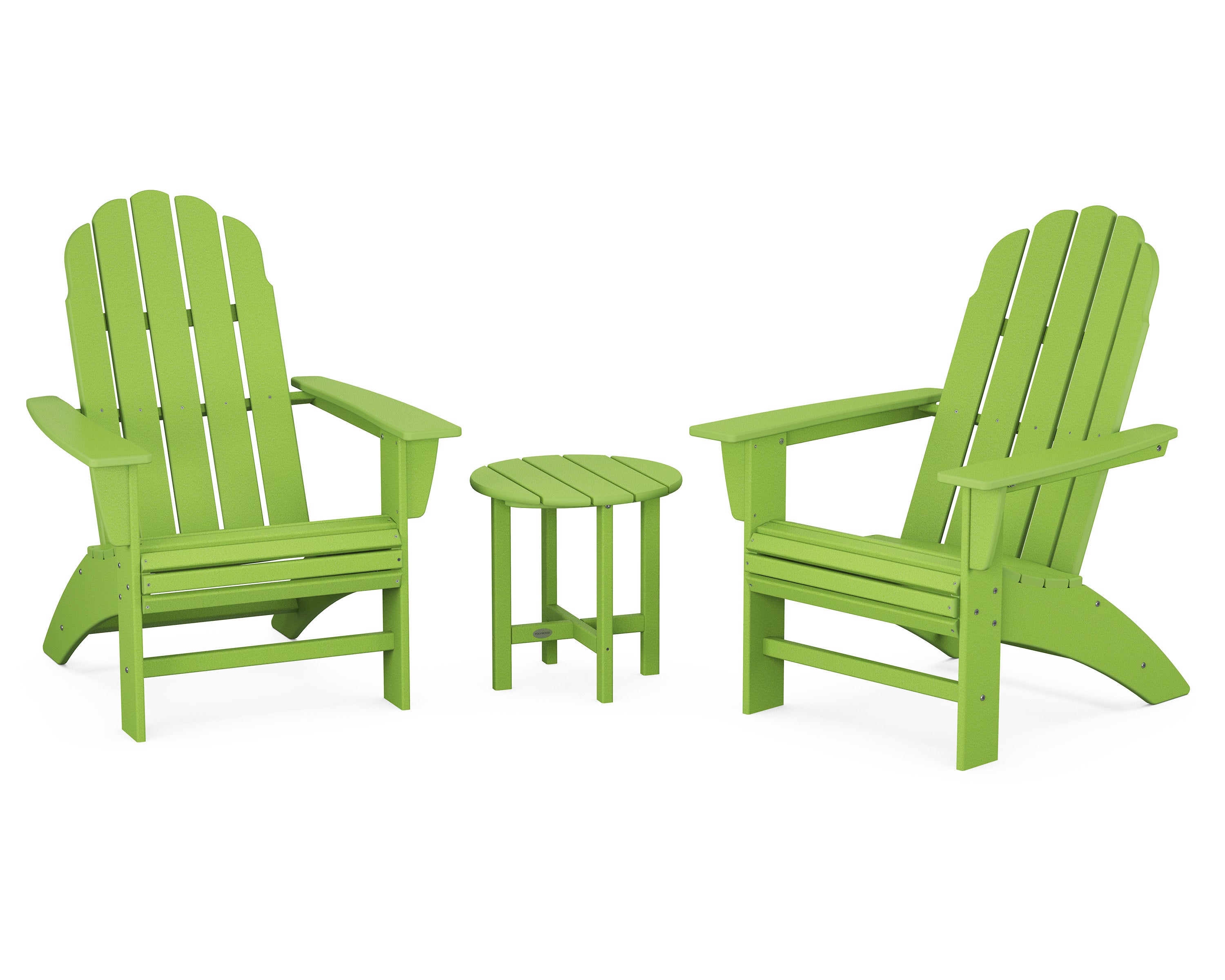 Vineyard 3-Piece Curveback Adirondack Set in Lime