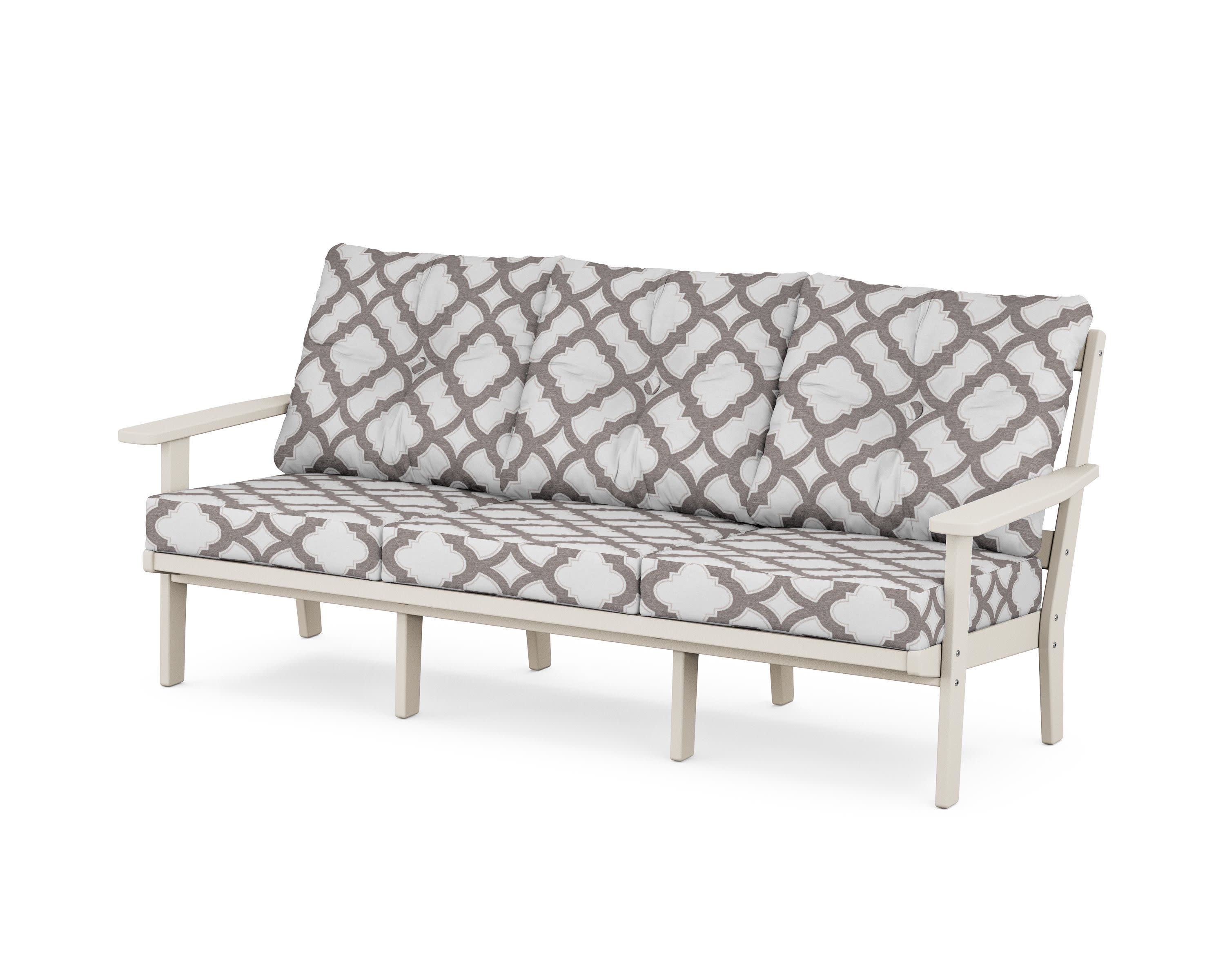 Oxford Deep Seating Sofa in Sand / Trellis Grey Mist