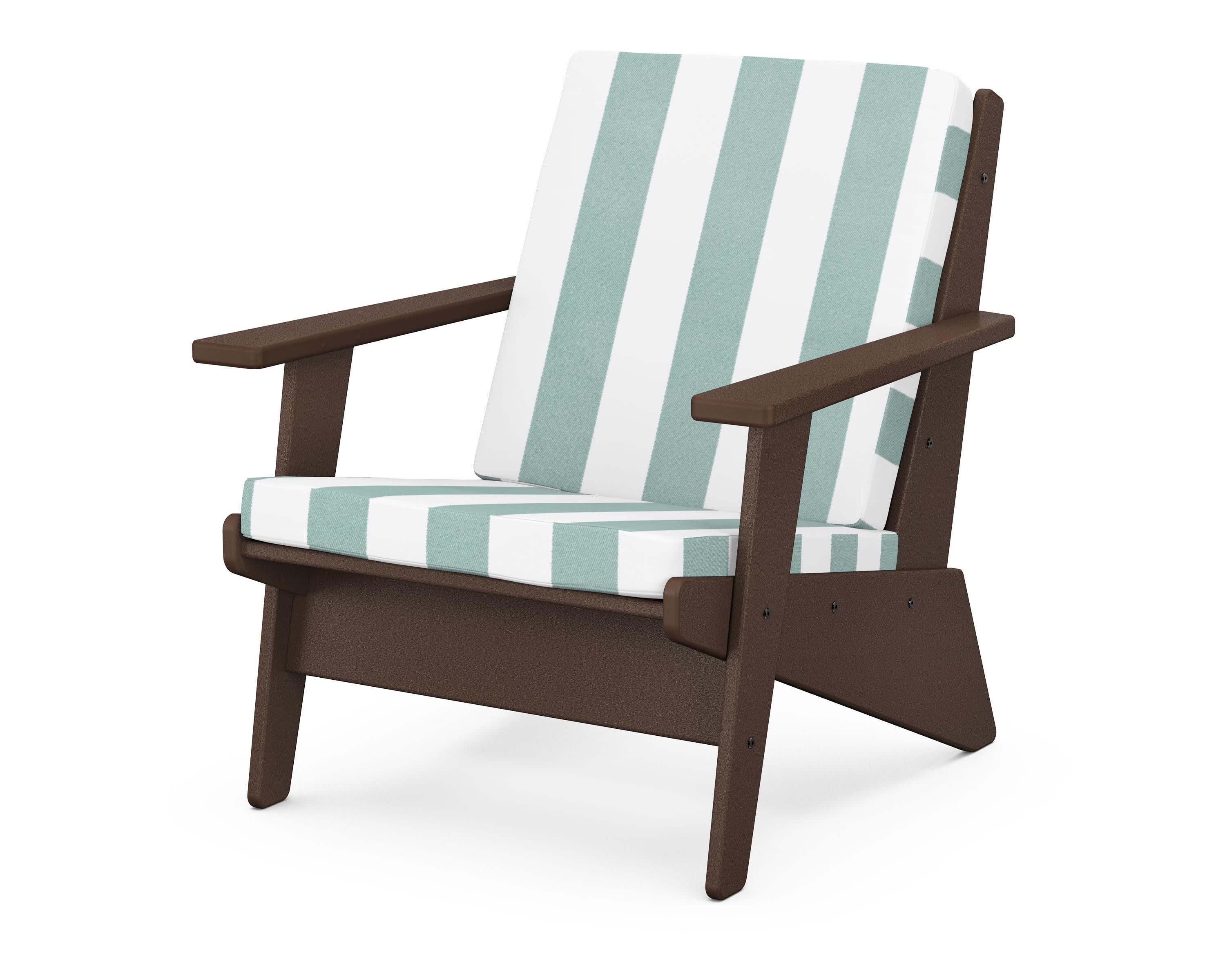 Riviera Modern Lounge Chair in Mahogany / Cabana Stripe Glacier Spa