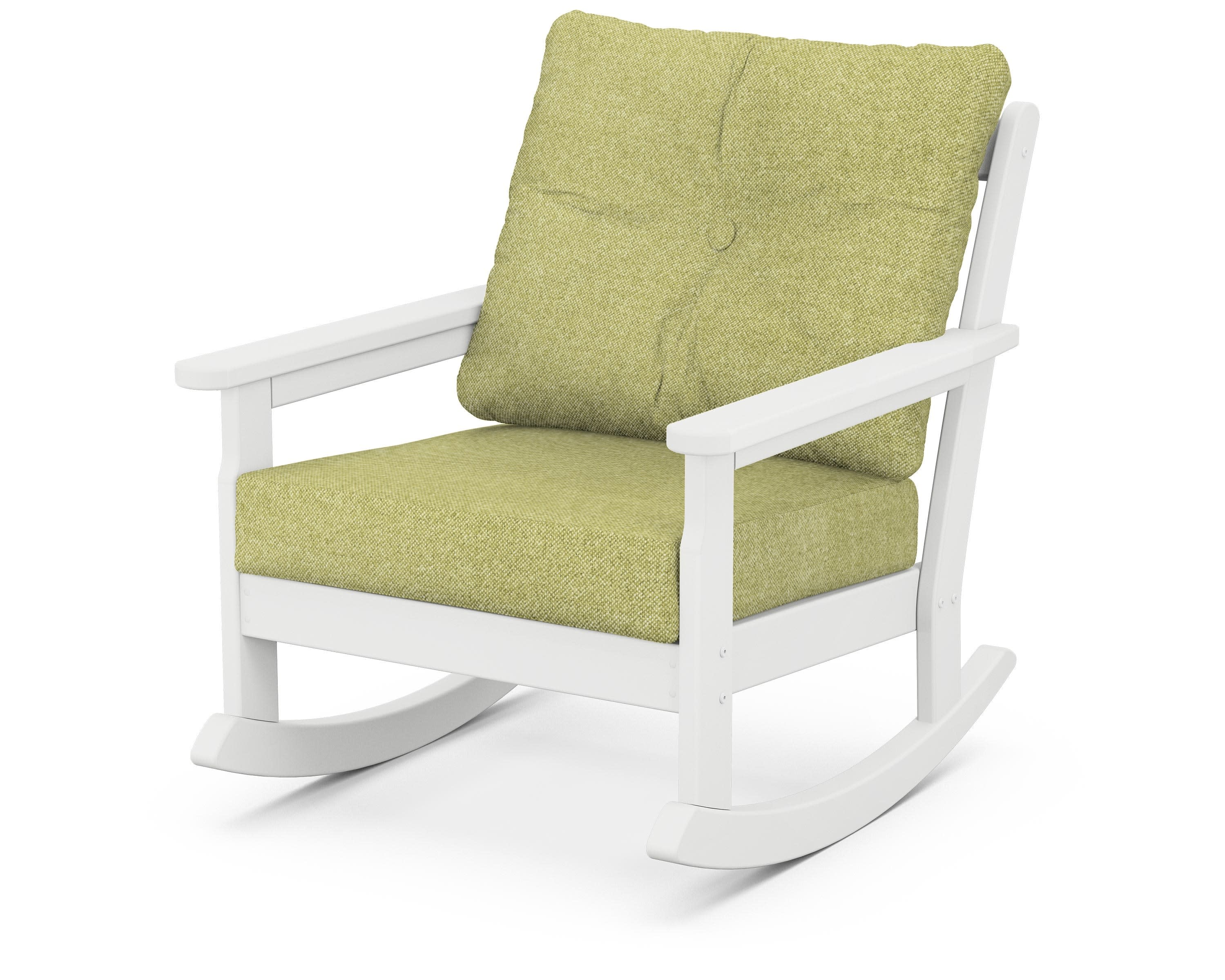 Vineyard Deep Seating Rocking Chair in White / Chartreuse Boucle