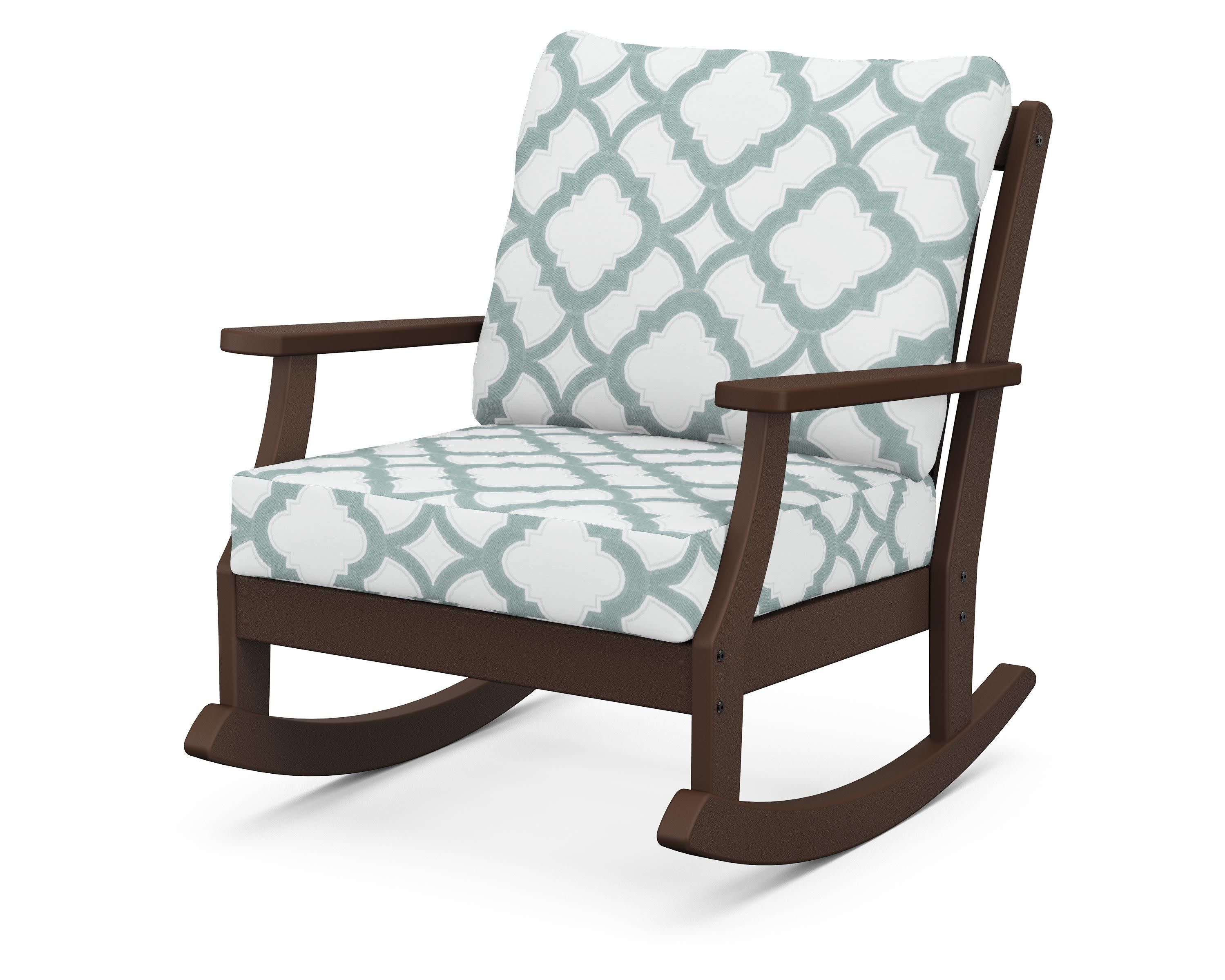 Braxton Deep Seating Rocking Chair in Mahogany / Trellis Glacier Spa