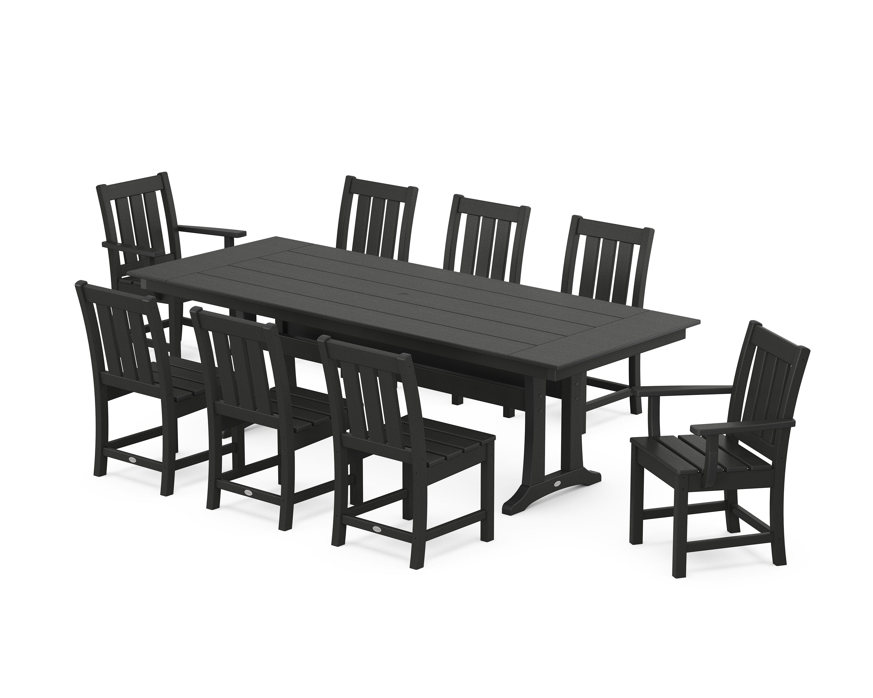 Oxford 9-Piece Farmhouse Dining Set with Trestle Legs in Black