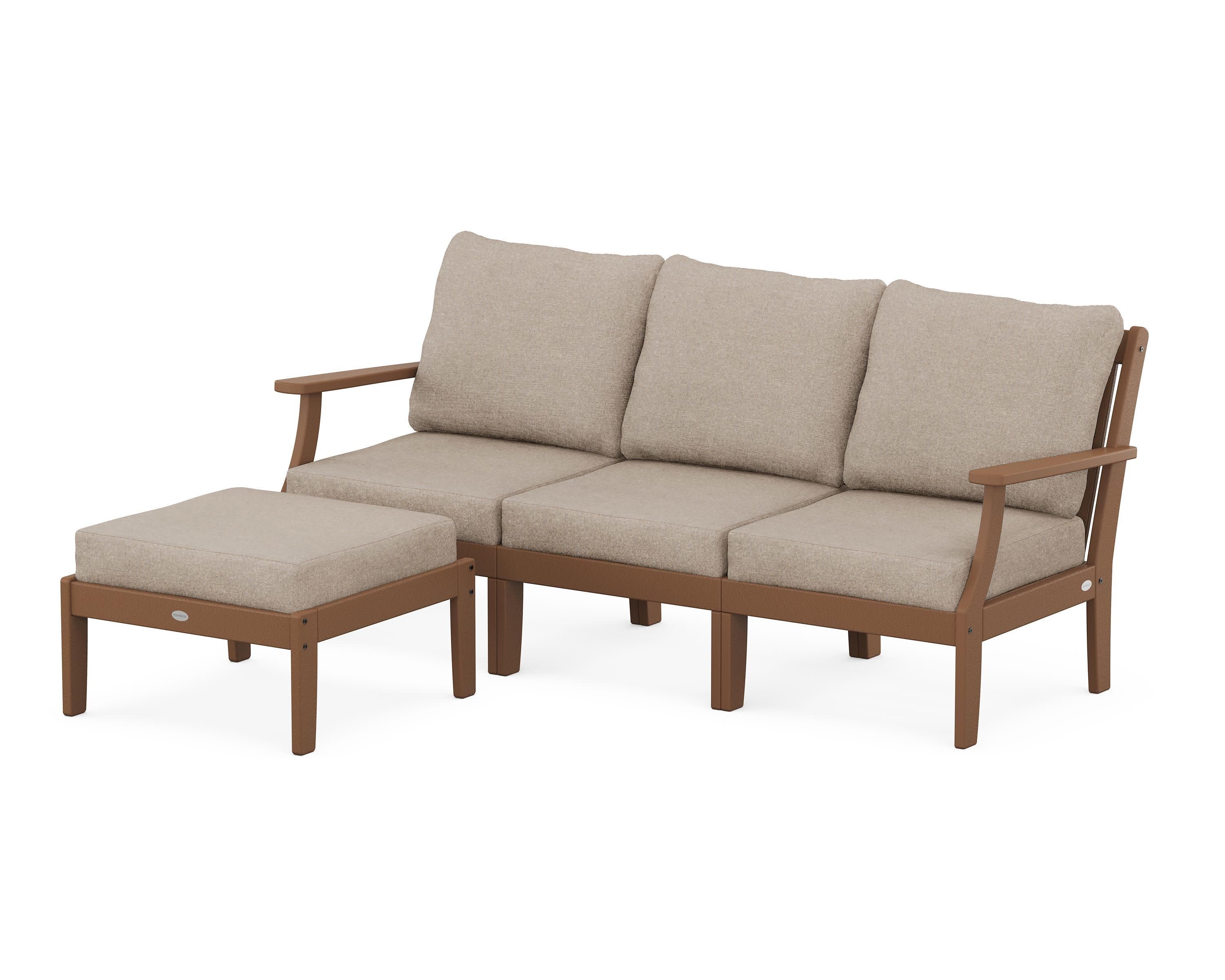 Braxton Modular 4-Piece Deep Seating Set with Ottoman in Teak / Spiced Burlap