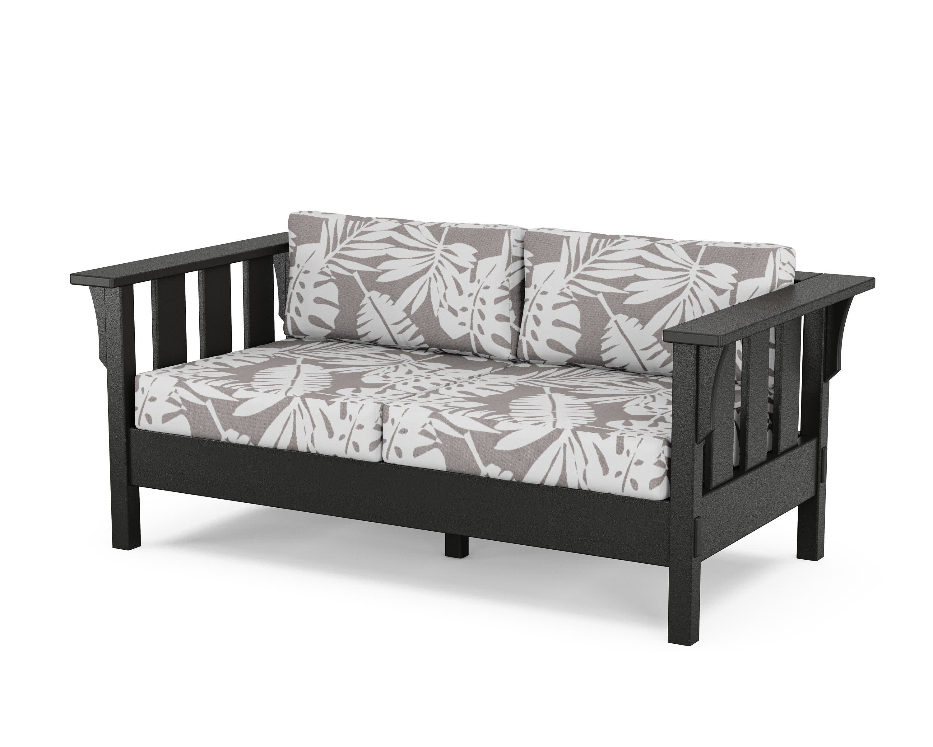 Acadia Deep Seating Loveseat in Black / Leaf Grey Mist