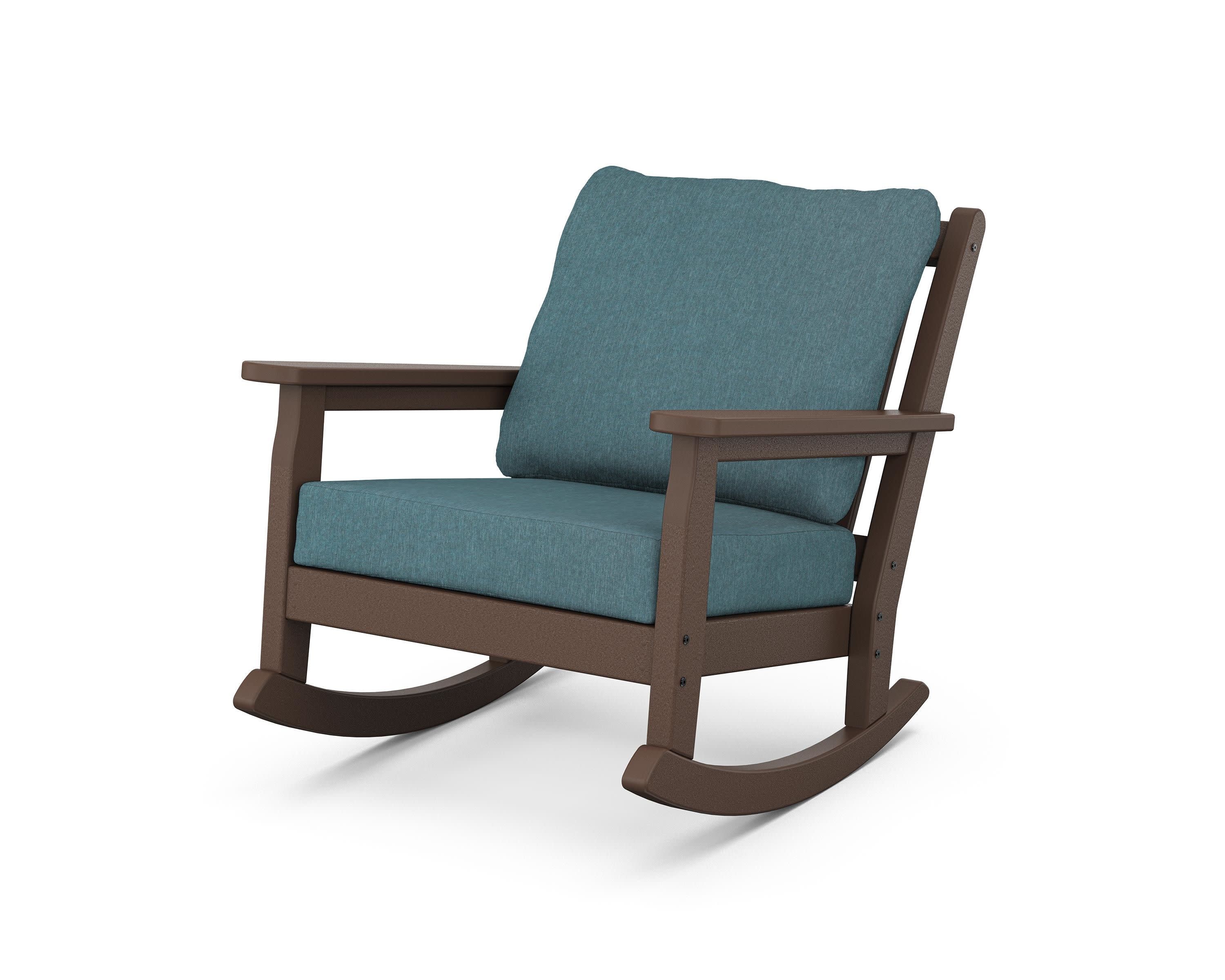 Chippendale Deep Seating Rocking Chair in Mahogany / Ocean Teal