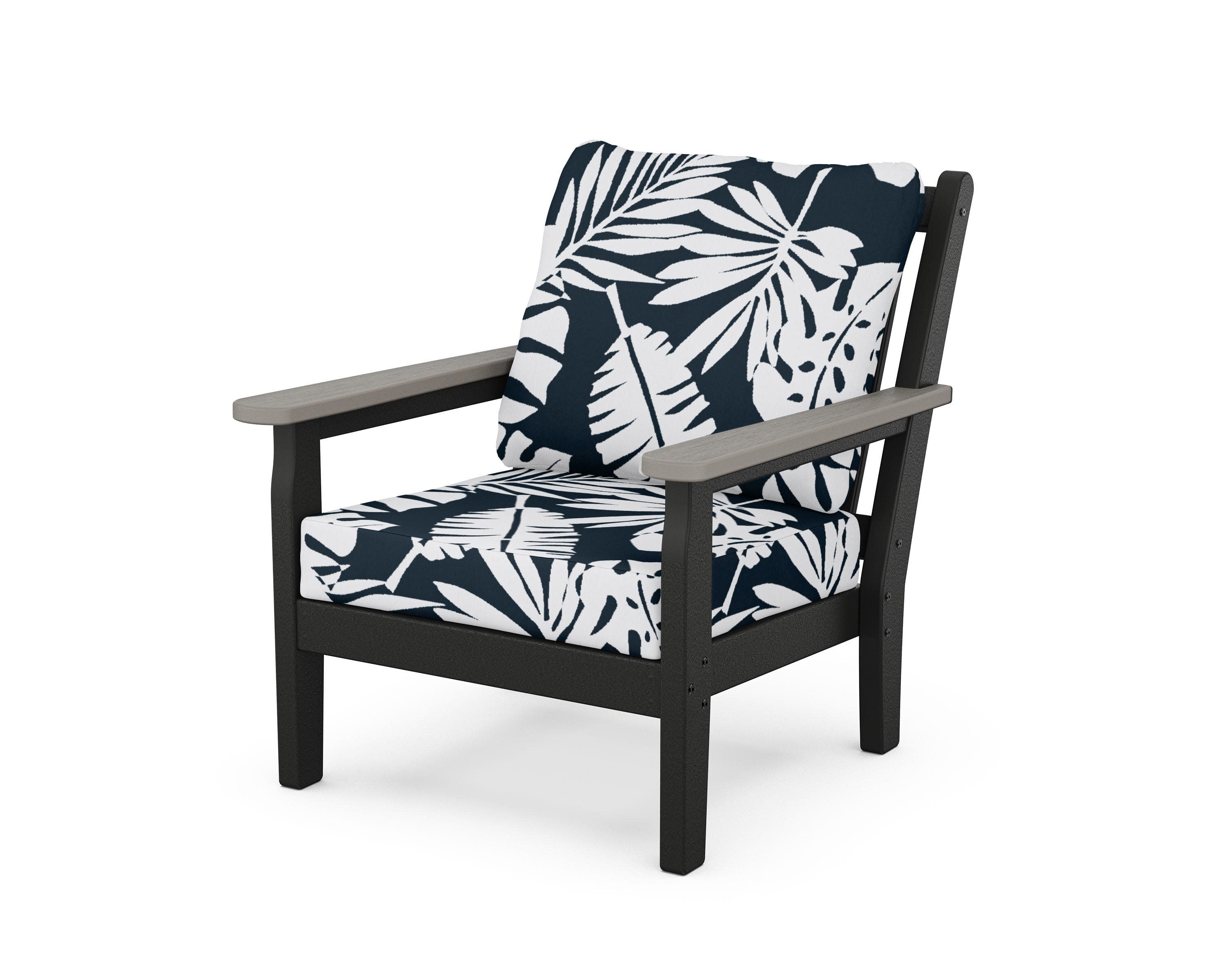 Chippendale Deep Seating Chair in Black / Driftwood / Leaf Marine Indigo