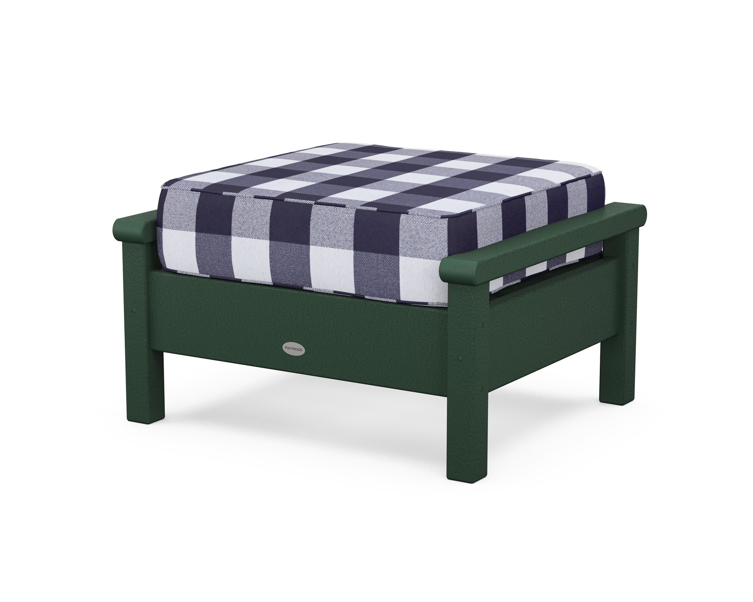 Harbour Deep Seating Ottoman in Green / Buffalo Plaid Navy