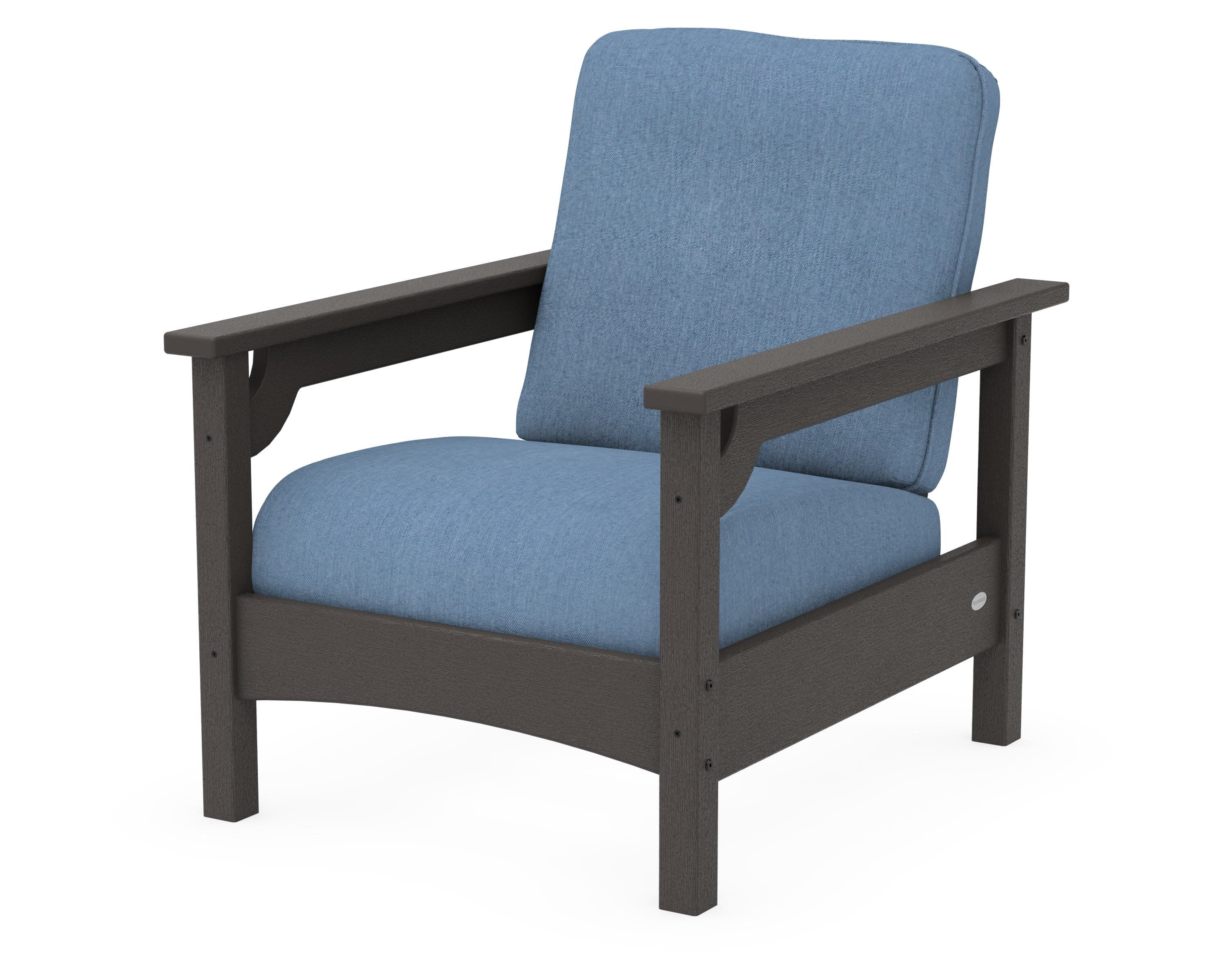 Club Chair in Vintage Coffee / Sky Blue